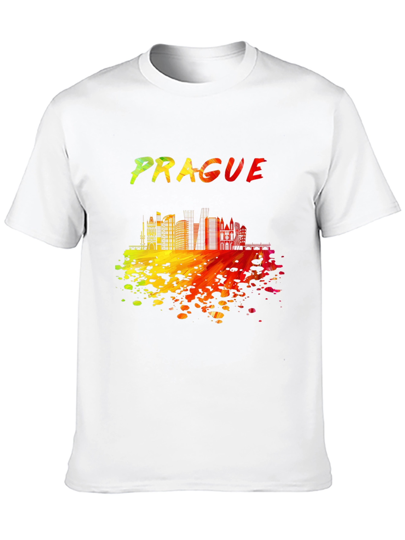 Prague Skyline Men's Black Graphic T-Shirt - 10
