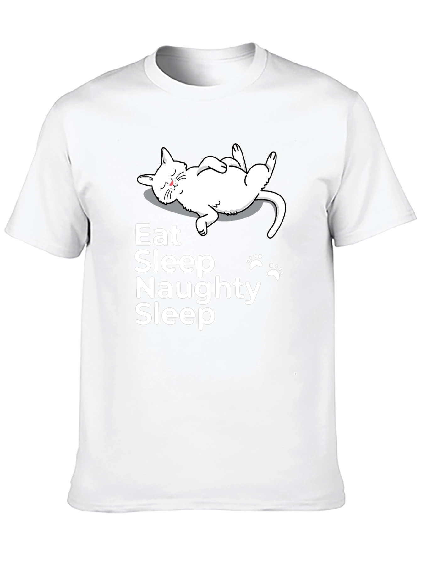 Black Eat Sleep Naughty Sleep Cat Graphic Tee view 10