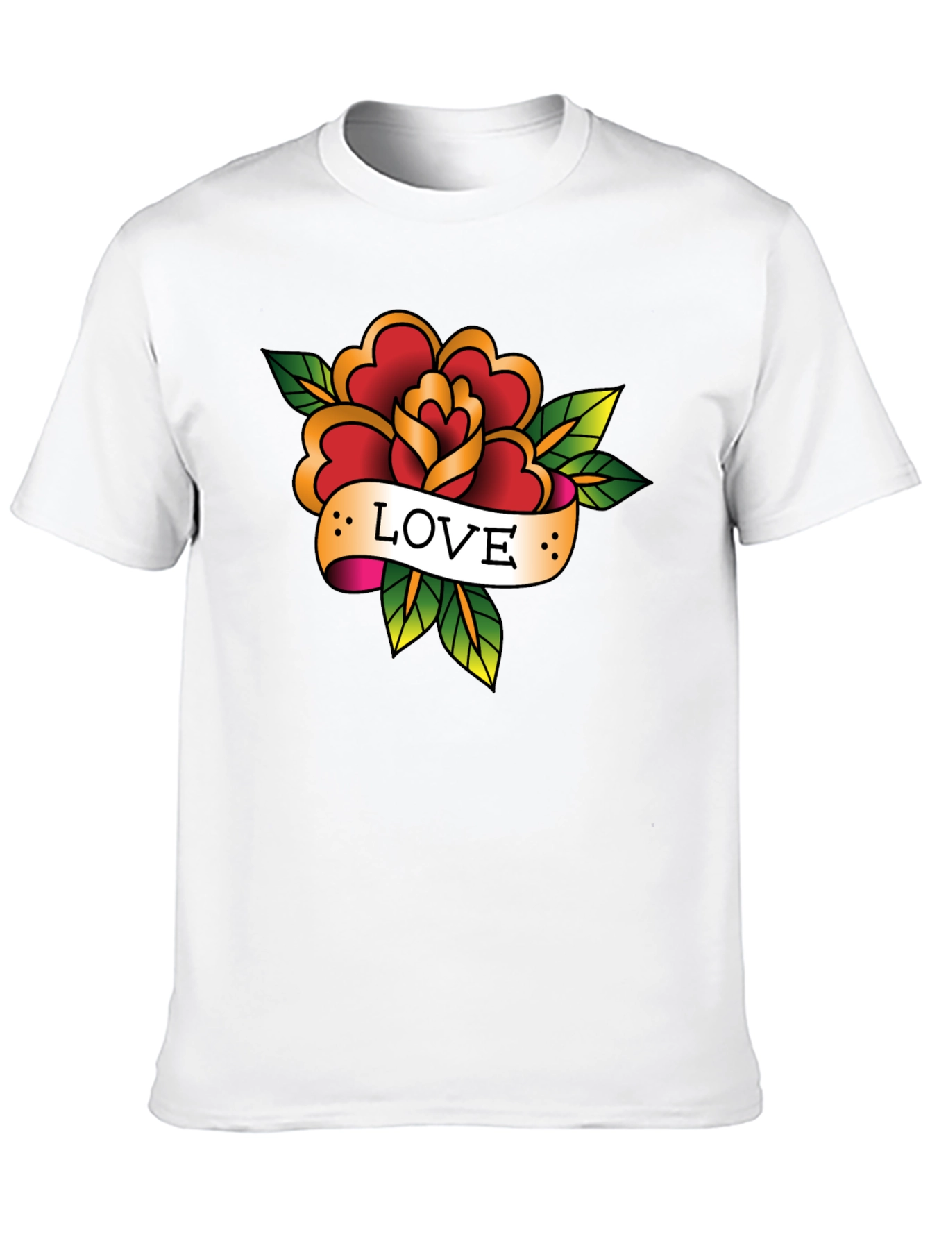 Black Love Rose Tattoo Style Black Graphic Tee view 10