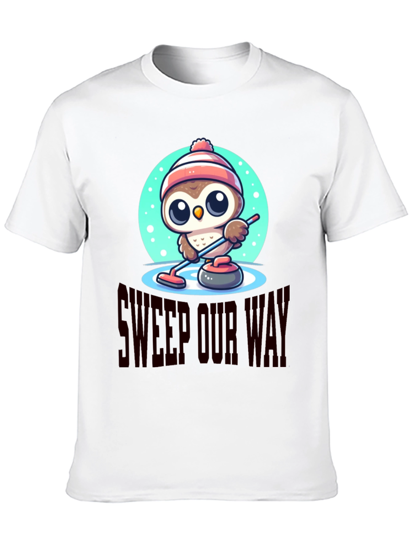 Black Cute Cartoon Owl Curling T-Shirt view 10
