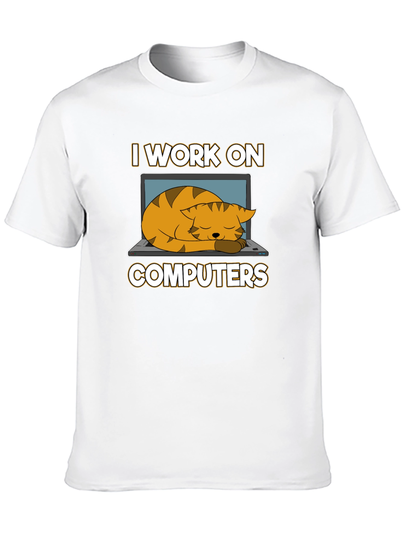 Black I Work On Computers Cat Nap T-Shirt view 10