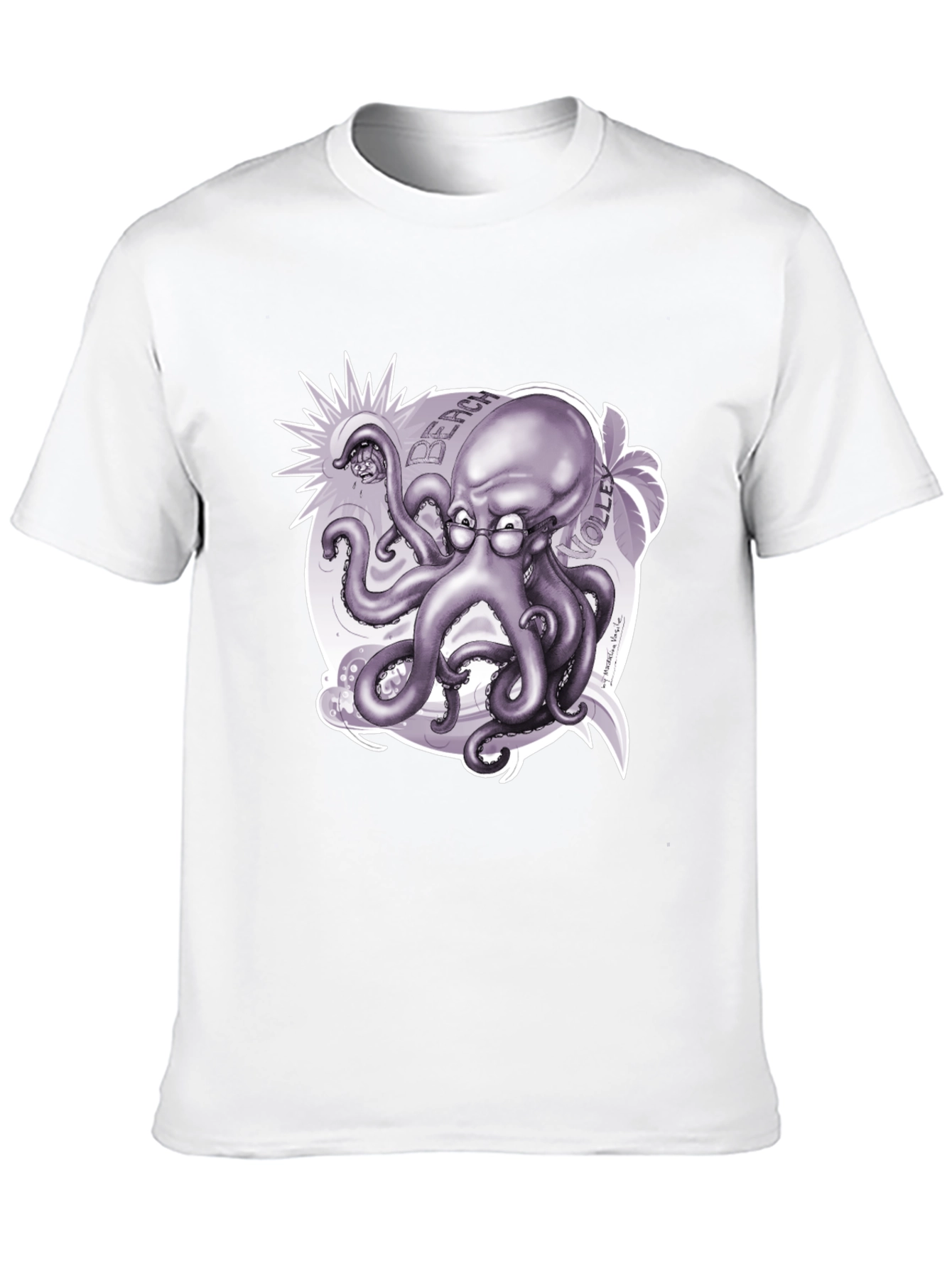 Black Octopus Beach Volleyball T-Shirt - Unique Design view 10