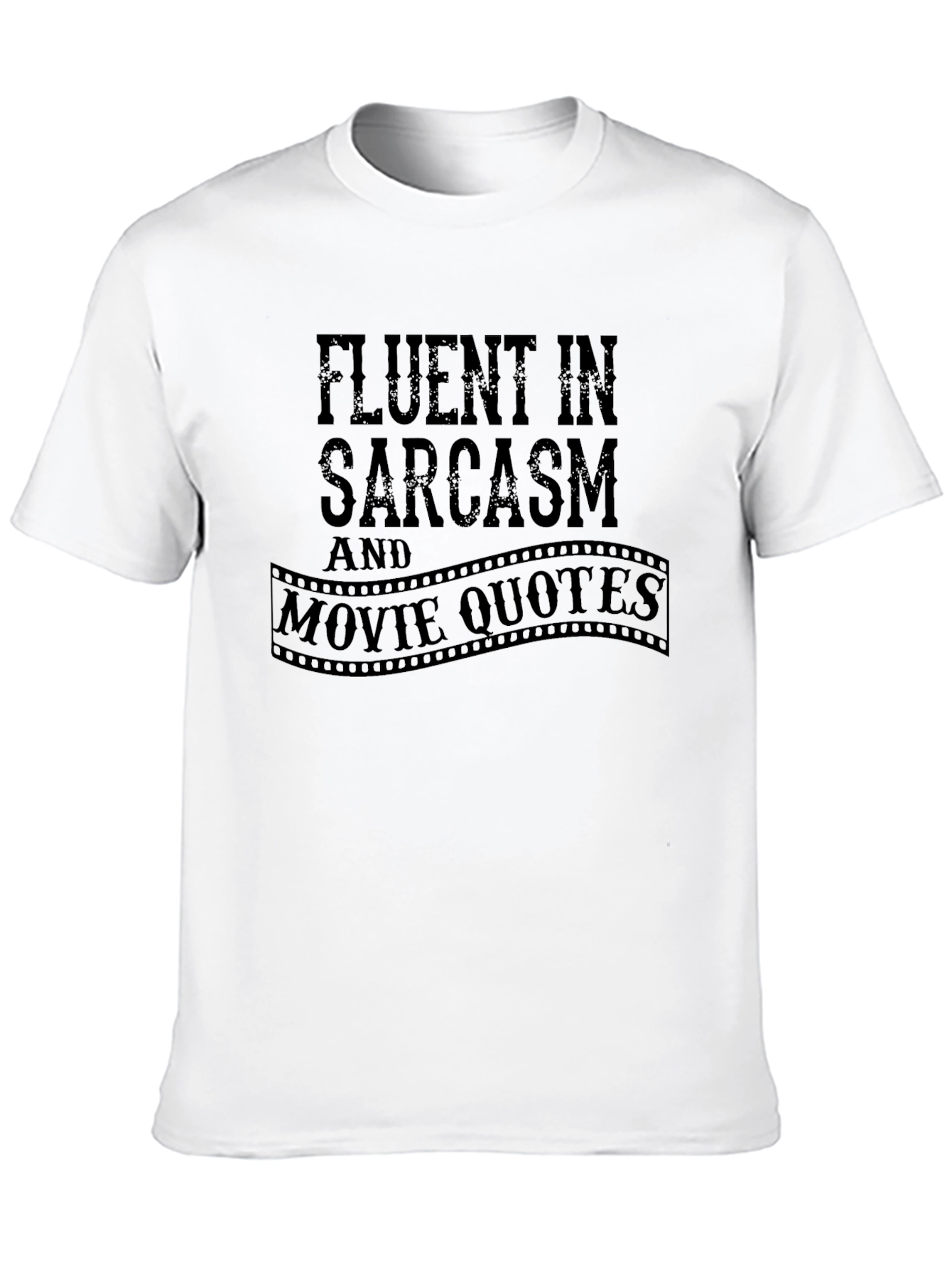 Black Fluent in Sarcasm and Movie Quotes Black Graphic Tee view 10