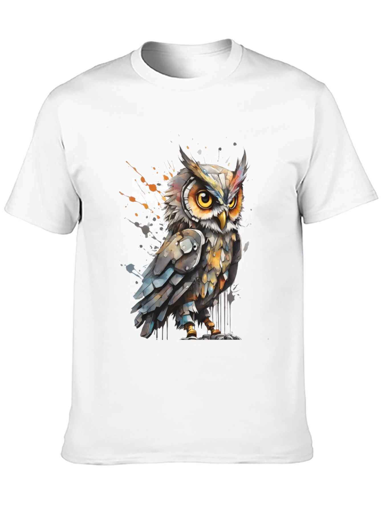 Black Artistic Owl Graphic Tee - Cool Bird T-Shirt view 10