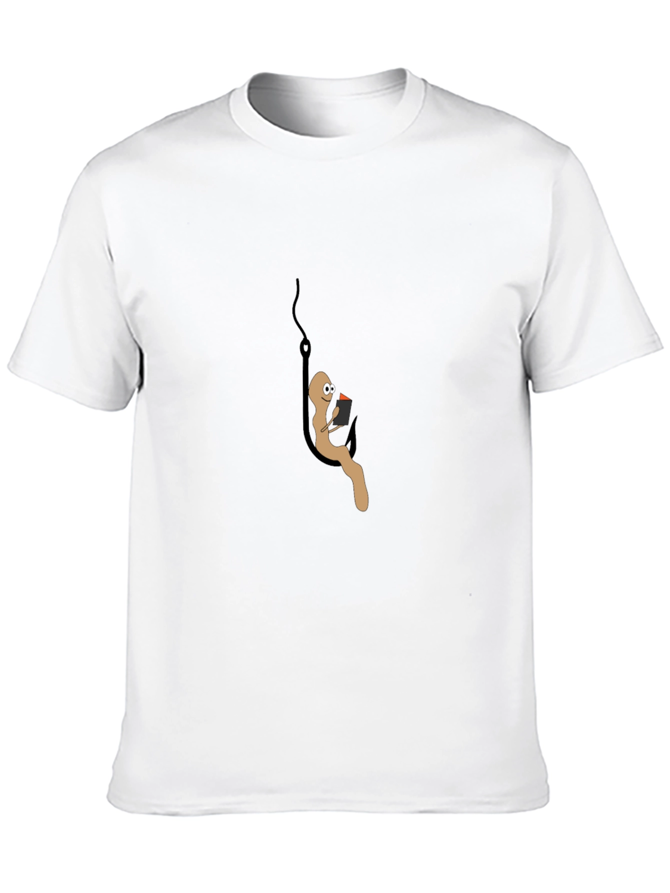 Black Funny Worm on a Hook T-Shirt - Bait Humor view 10