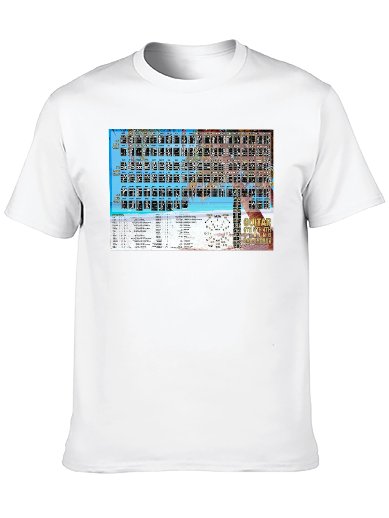 Black Guitar Chords Beach T-Shirt view 10
