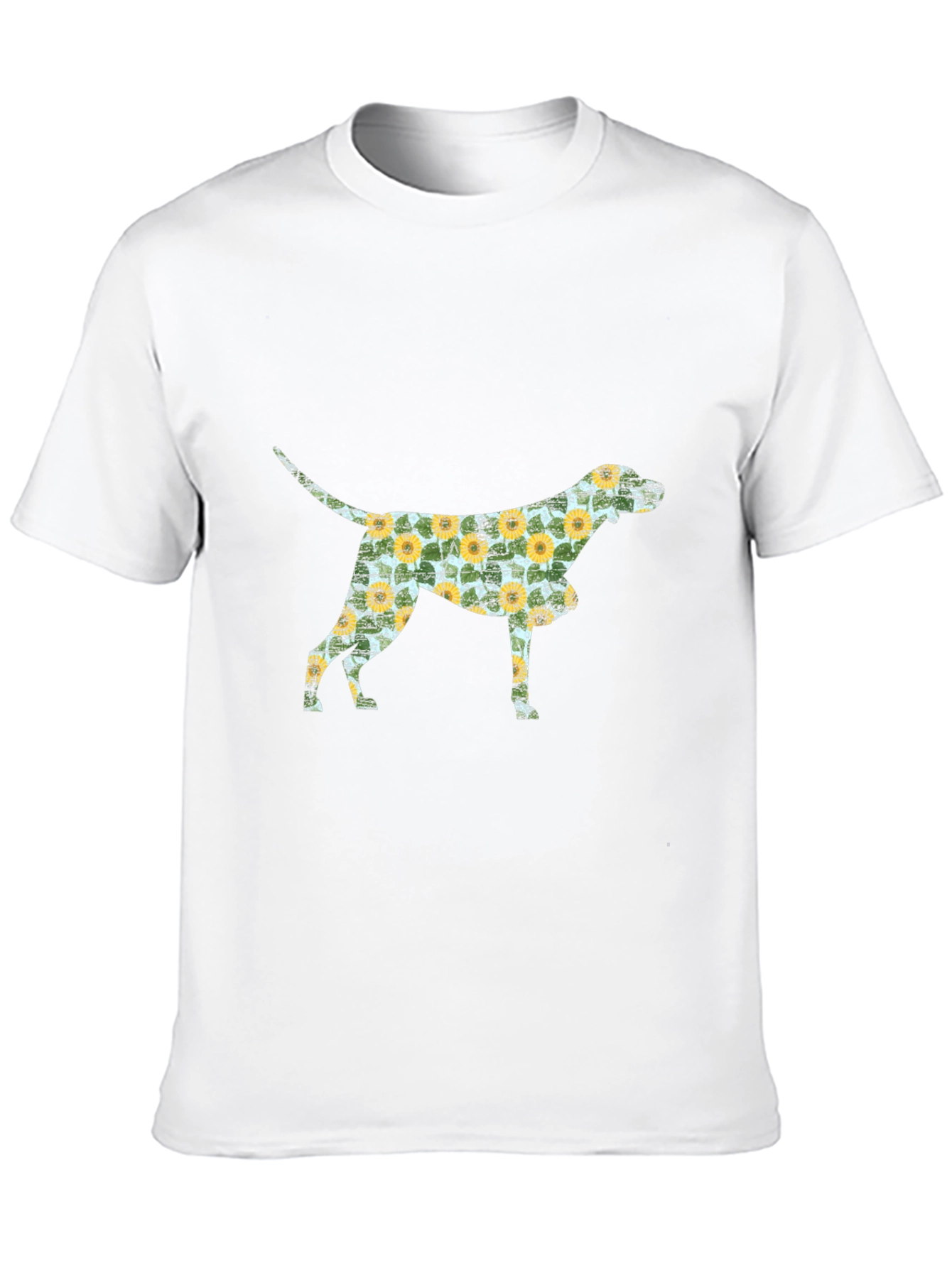 Black Floral Dog Silhouette Black T-Shirt view 10