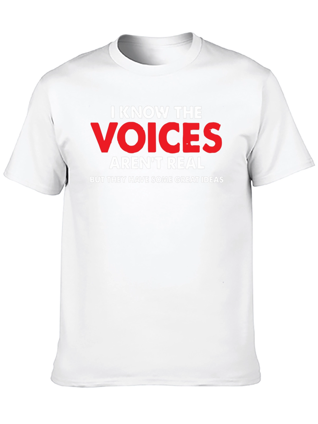 Black Funny "Voices Aren't Real" Graphic T-Shirt view 10