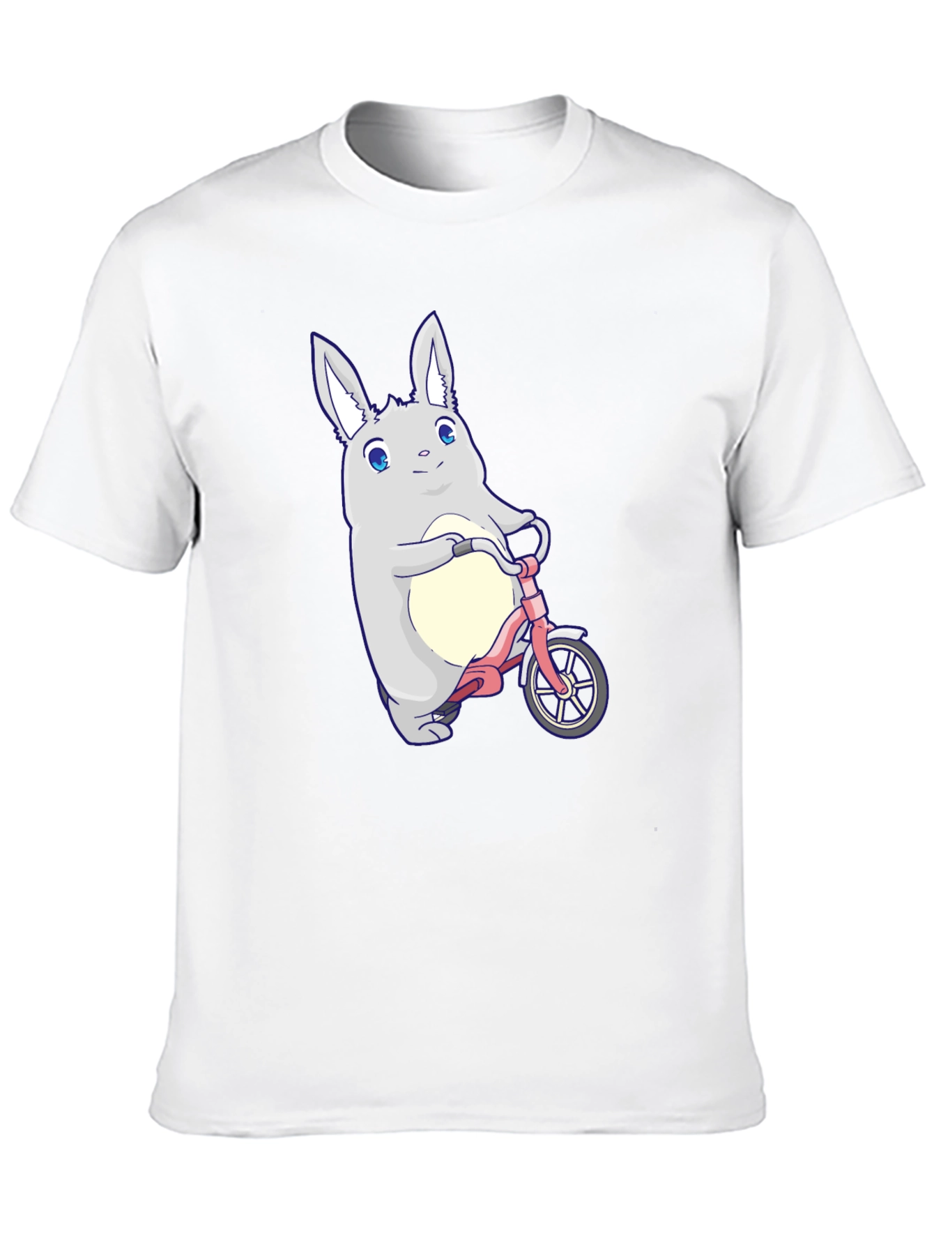 Black Cute Bunny on Bike Graphic T-Shirt view 10