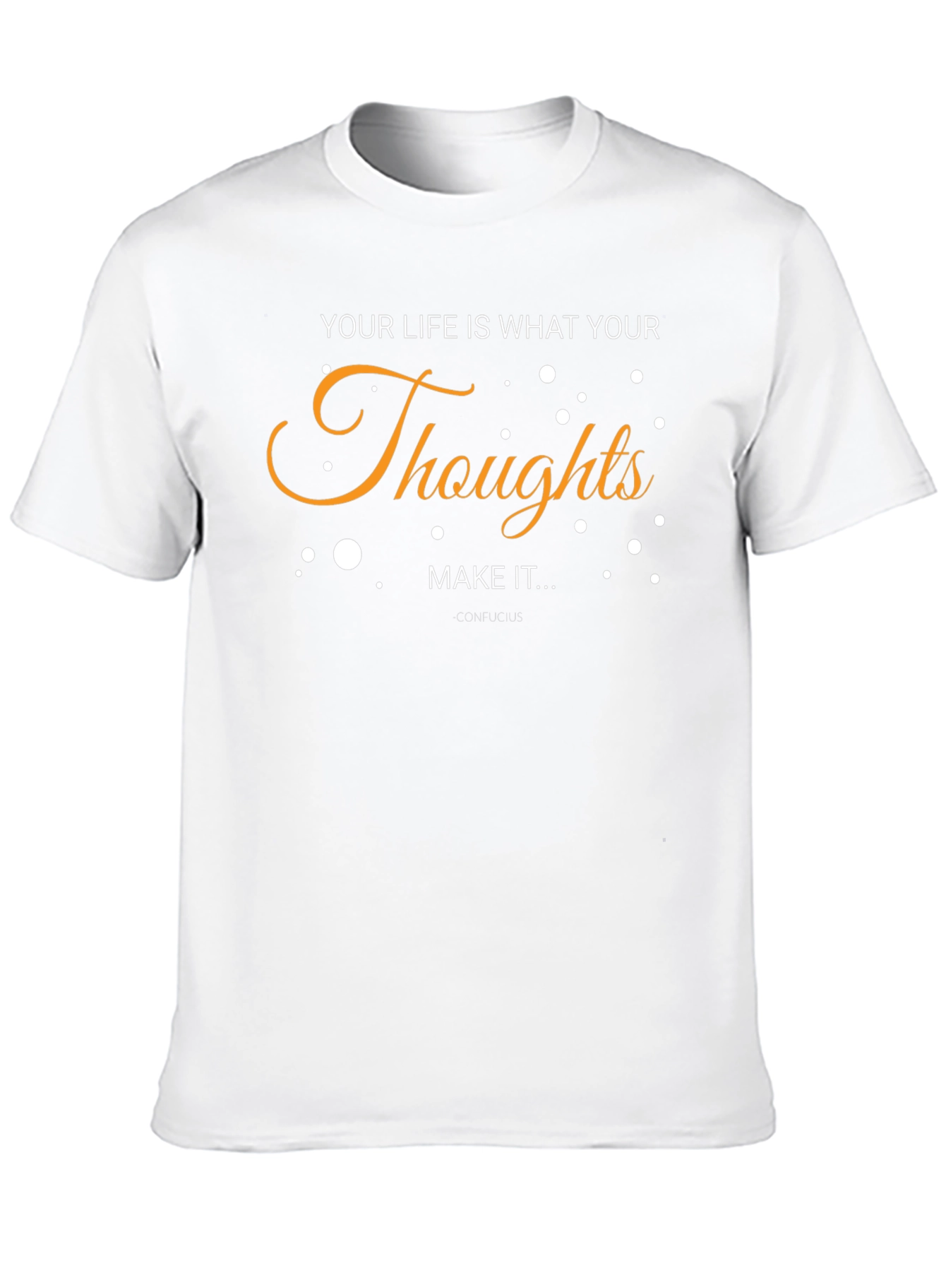 Black Motivational T-Shirt: Thoughts Make It - Confucius Quote Tee view 10