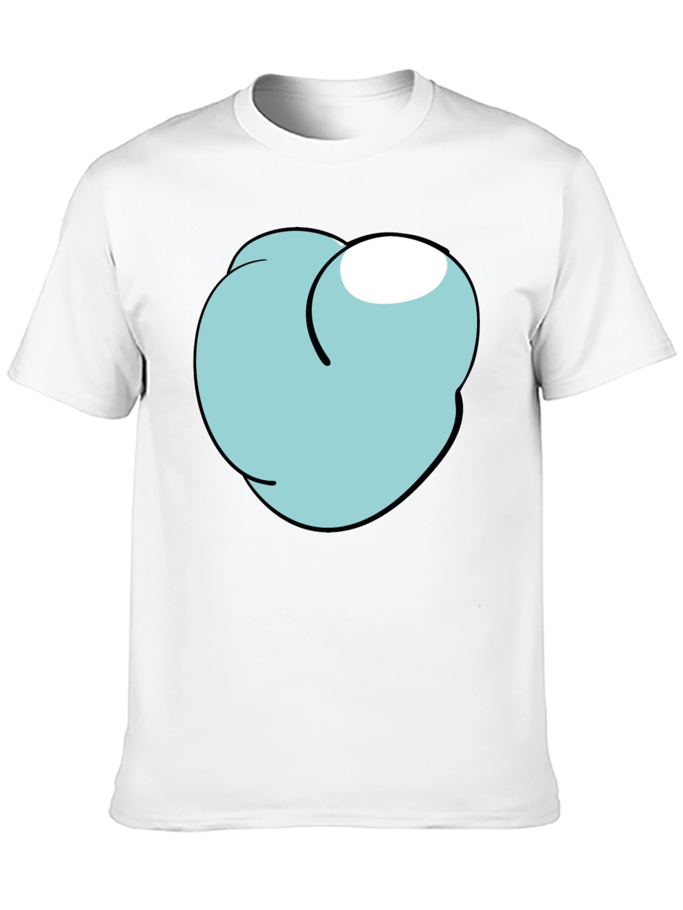 Black Cartoon Peach Graphic Tee - Funny Men's Black T-Shirt view 10