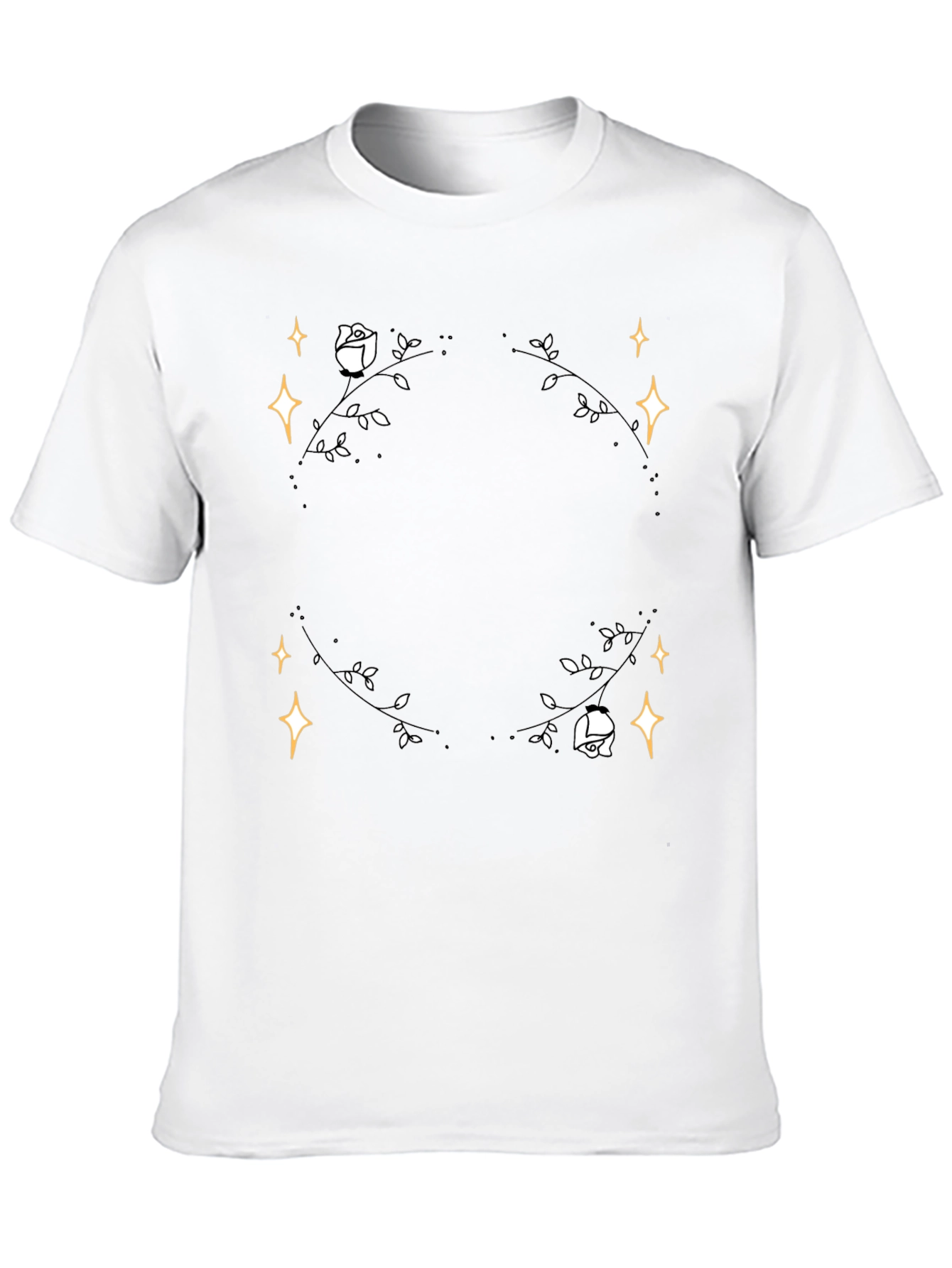 Black Floral Star T-Shirt - Black Cotton Graphic Tee view 10