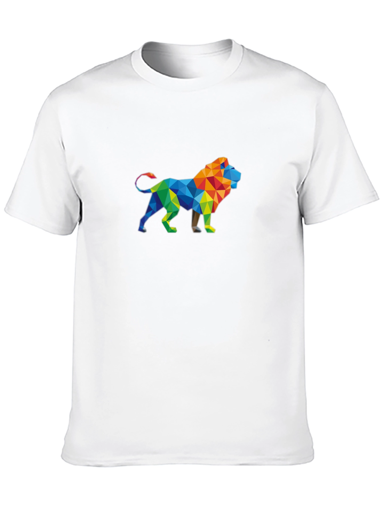 Black Geometric Lion Graphic Tee - Stylish Men's Black T-Shirt view 10