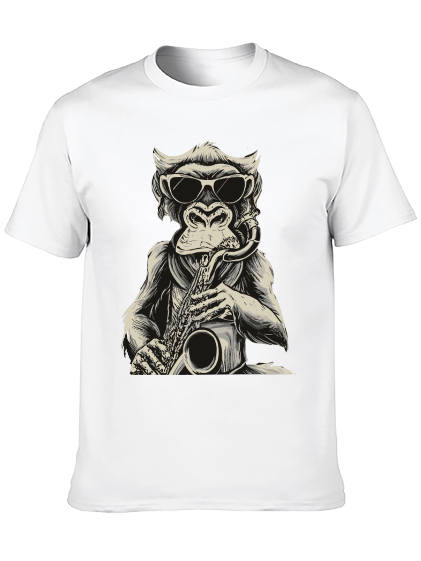 Black Cool Monkey Saxophone Player Graphic T-Shirt view 10