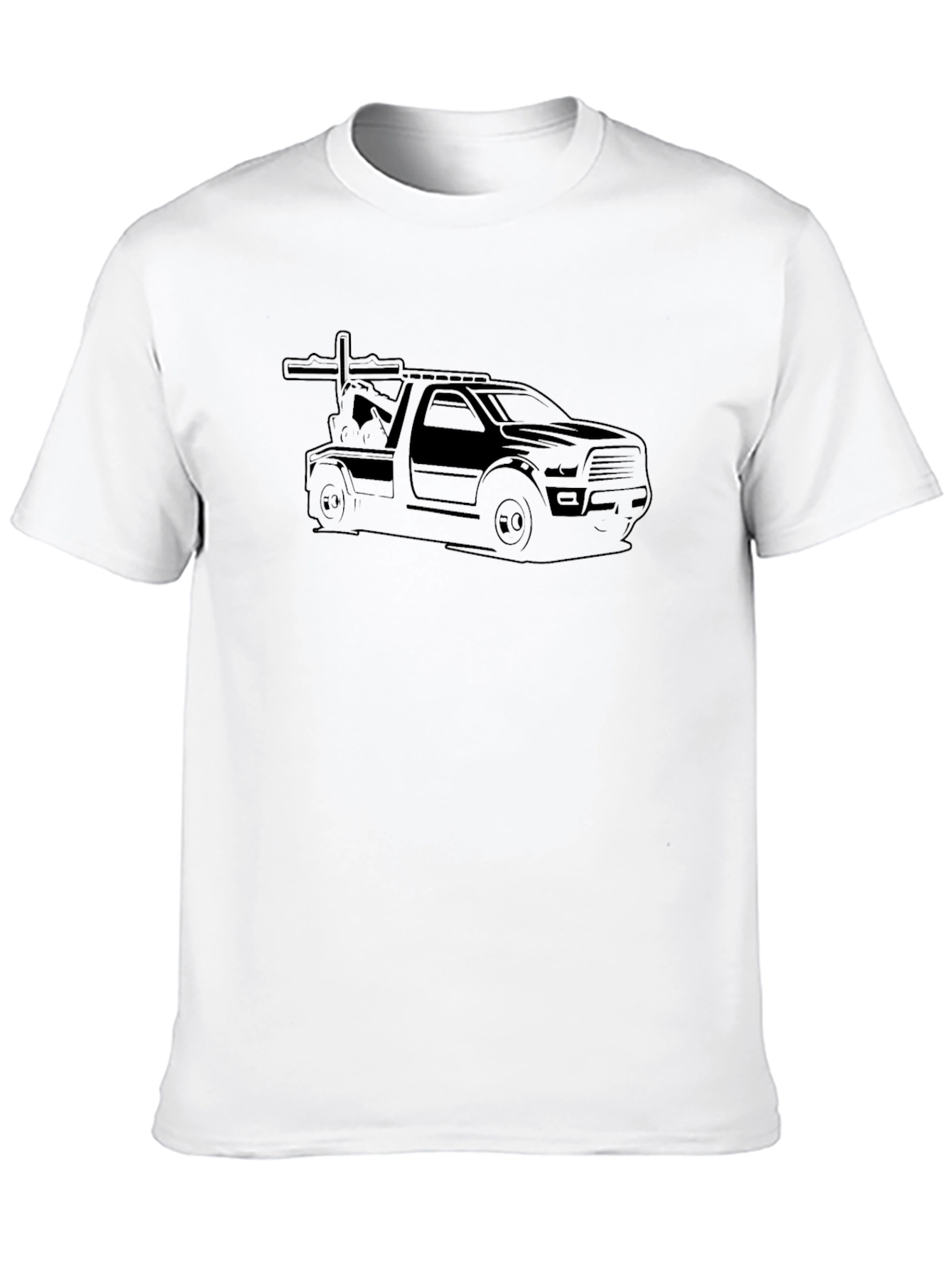 Black Tow Truck Graphic Tee - Black Cotton Blend view 10