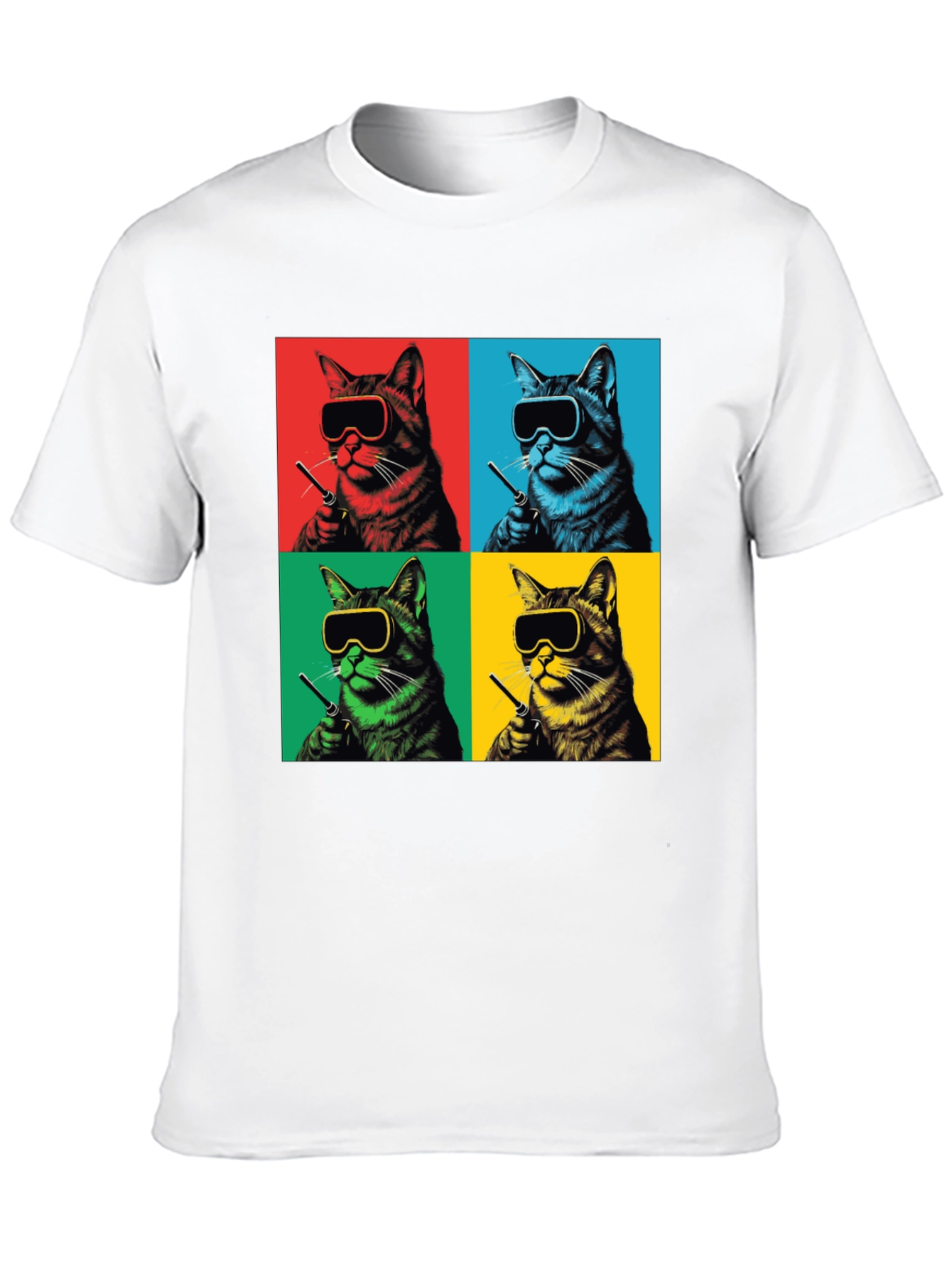 Black Pop Art Cat T-Shirt - Quirky Feline Style view 10