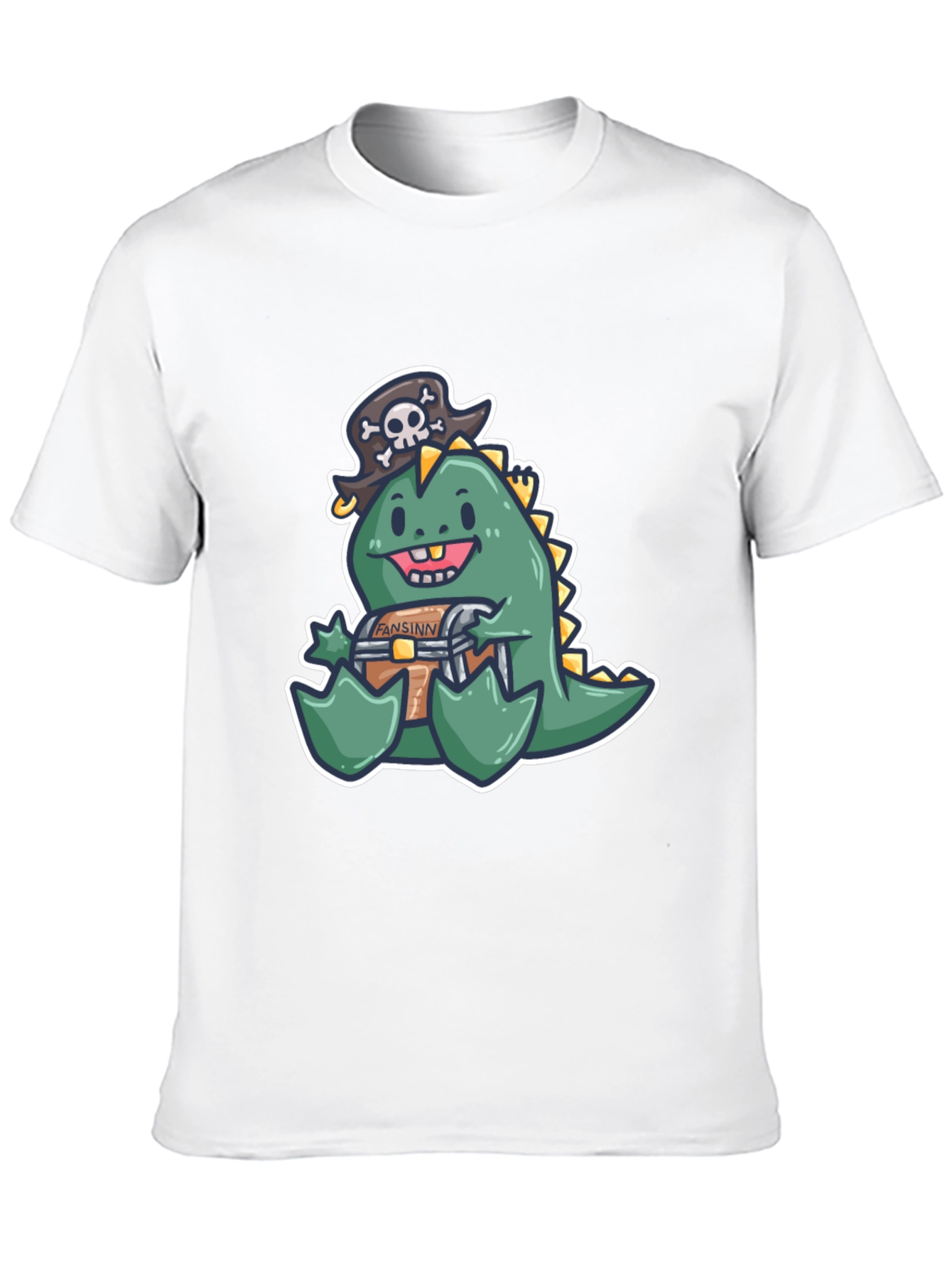 Black Dino Pirate Treasure Chest T-Shirt view 10