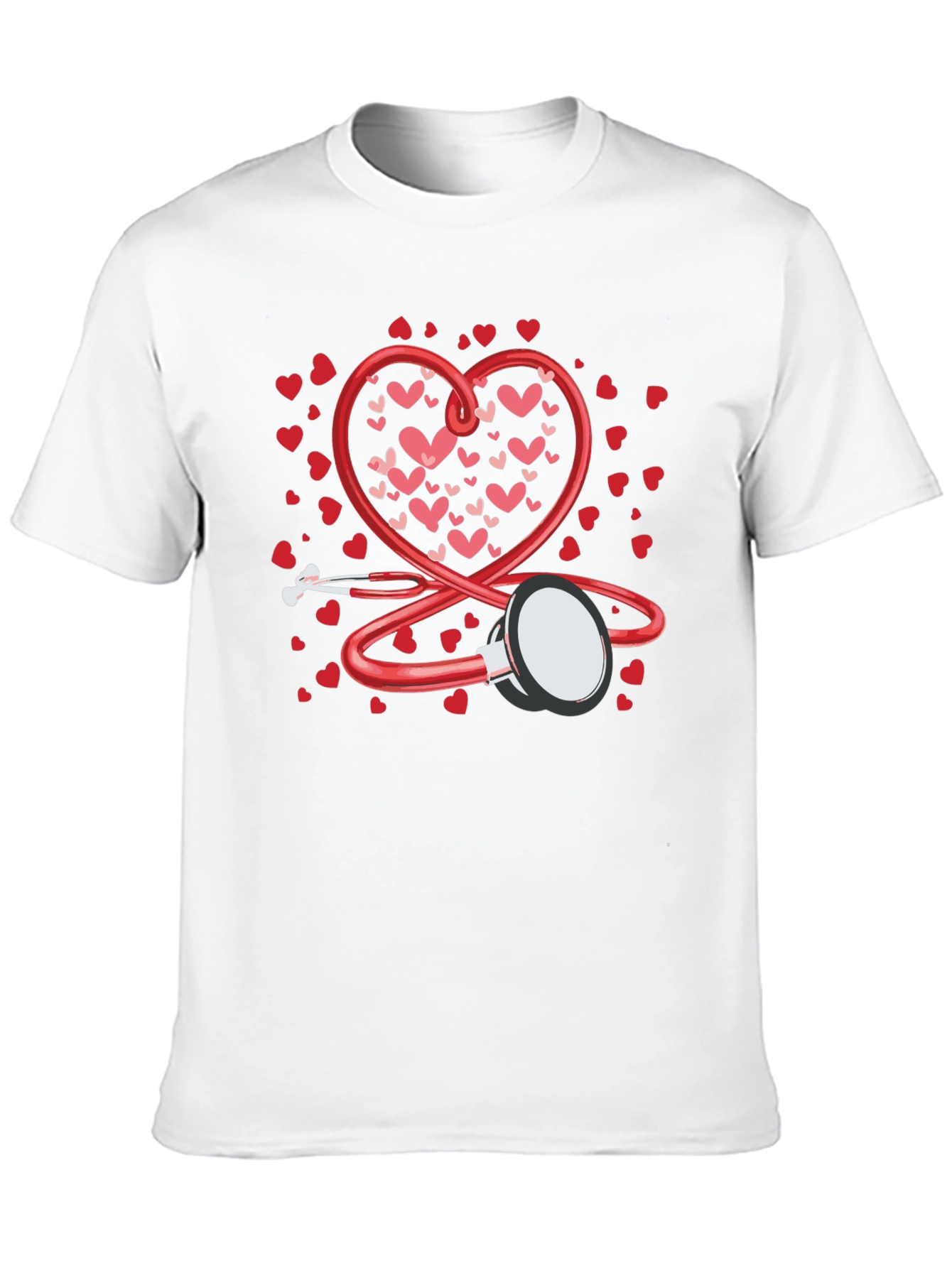Black Heart Stethoscope Valentine's Day Black T-Shirt view 10