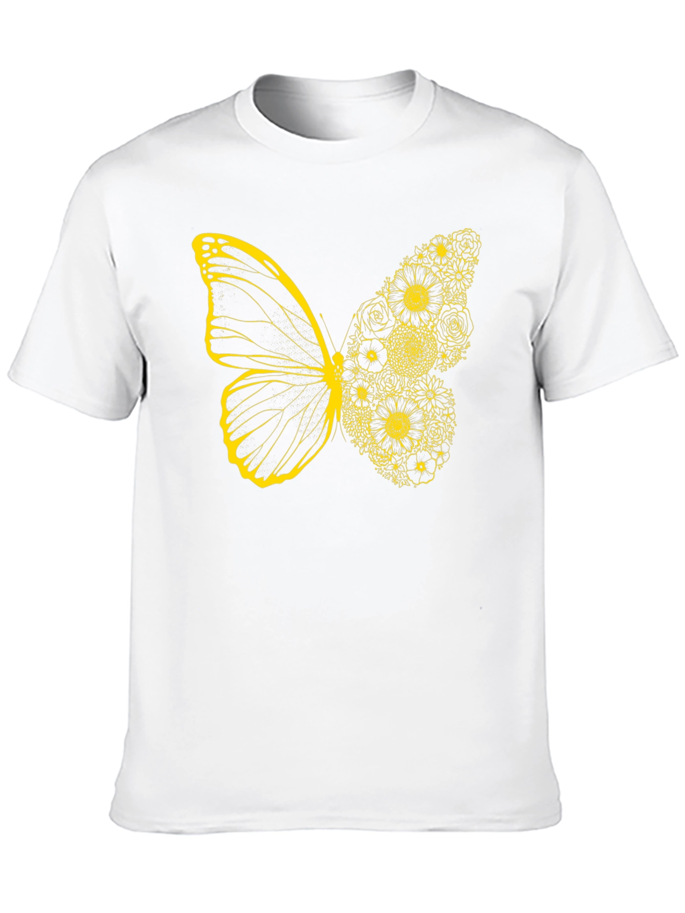 Black Floral Butterfly Graphic Tee - Black Cotton Casual Top view 10