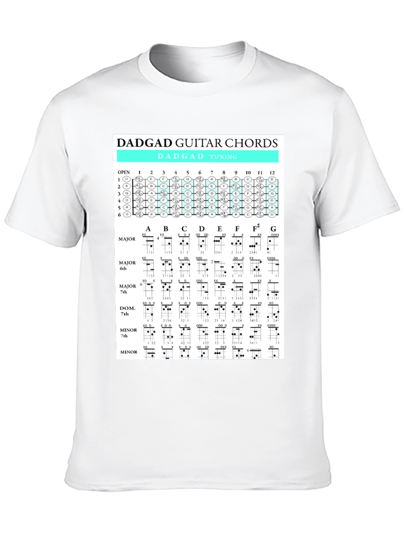 Black DADGAD Guitar Chords Black T-Shirt view 10