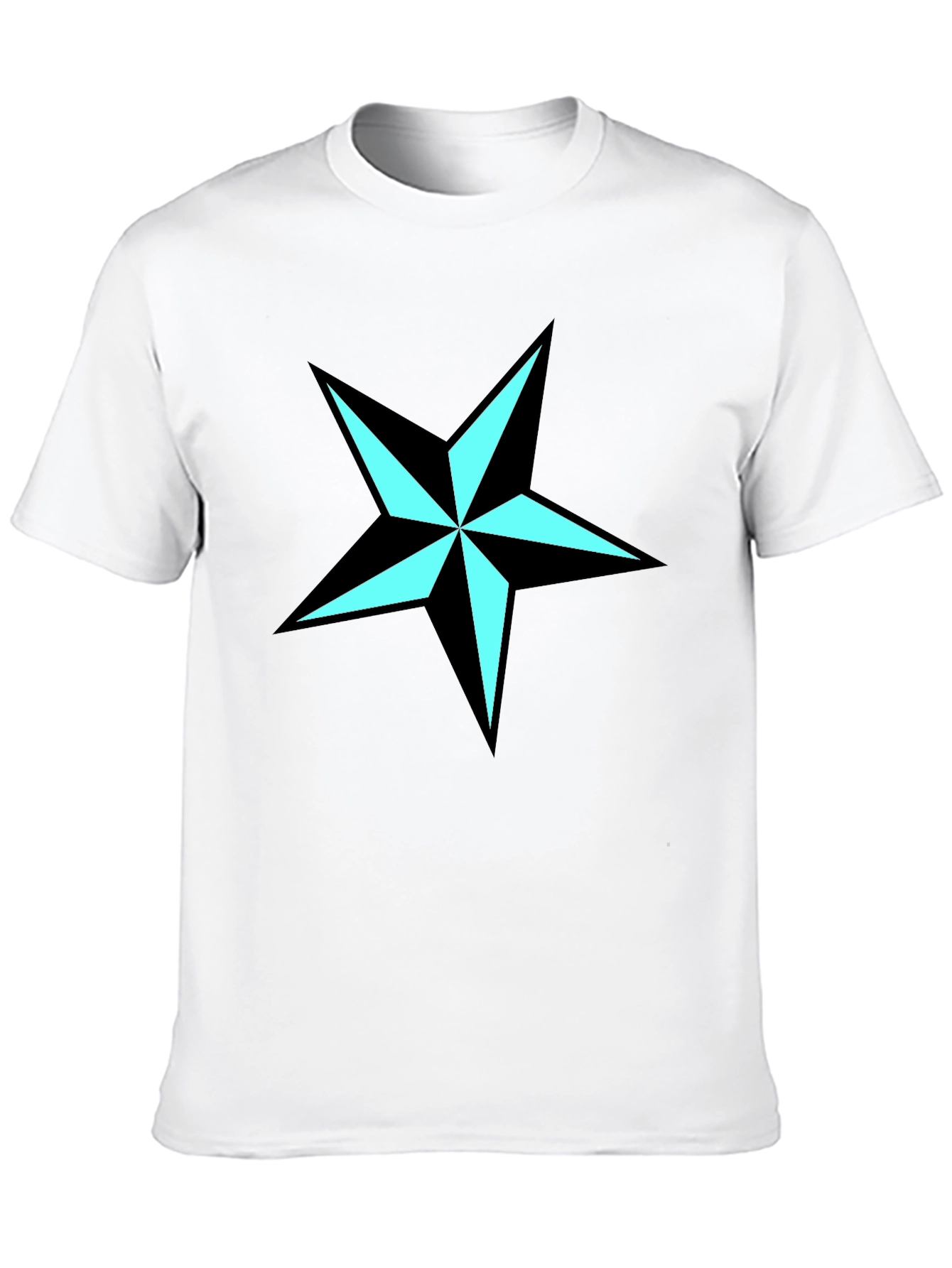 Black Nautical Star Graphic Tee - Black Cotton Blend Shirt view 10