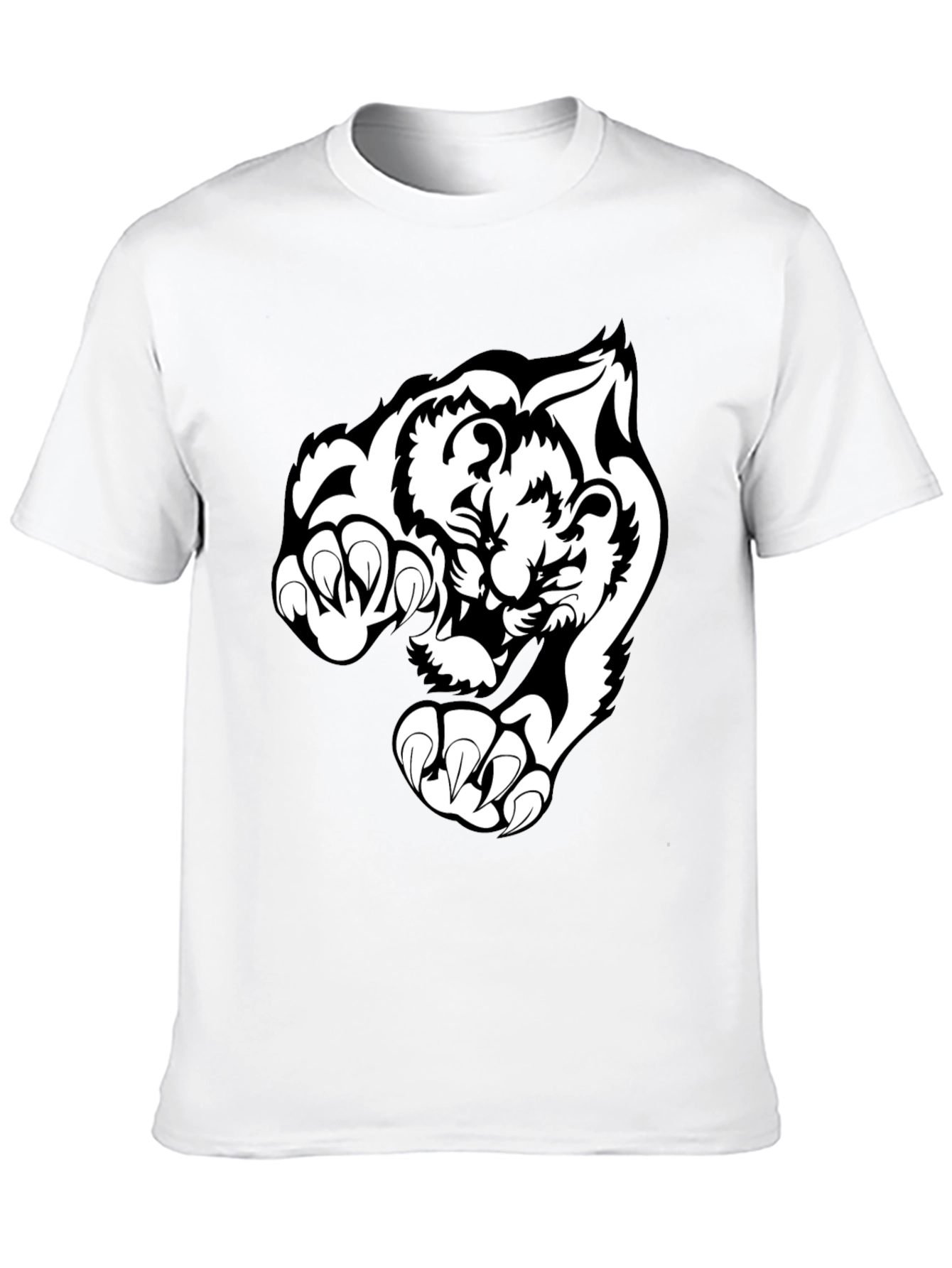 Black Black T-Shirt with White Tiger Graphic view 10