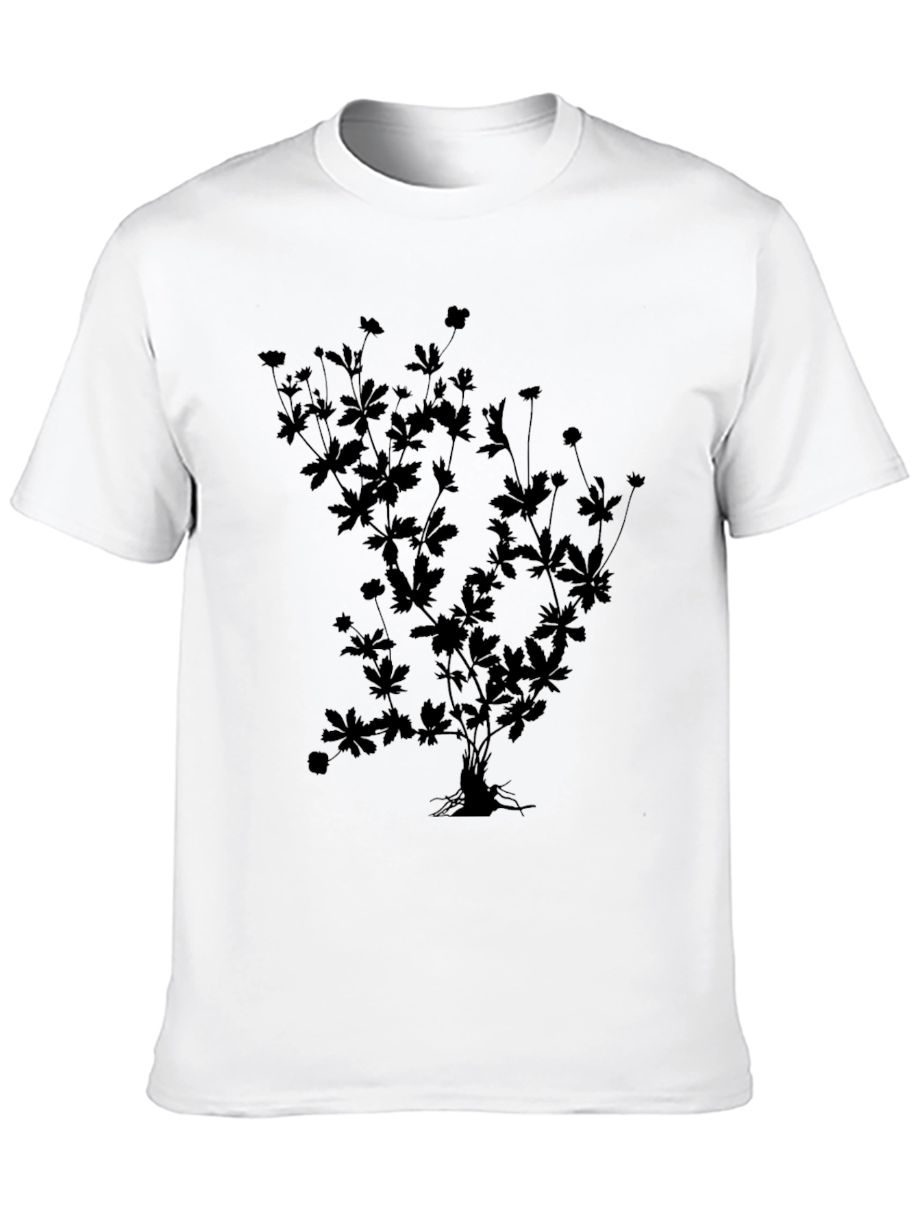 Black Botanical Silhouette Black T-Shirt view 10