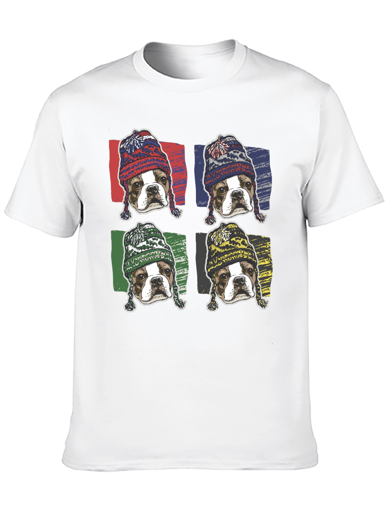 Black Dog in Hats Graphic Tee - Trendy Pop Art Style view 10