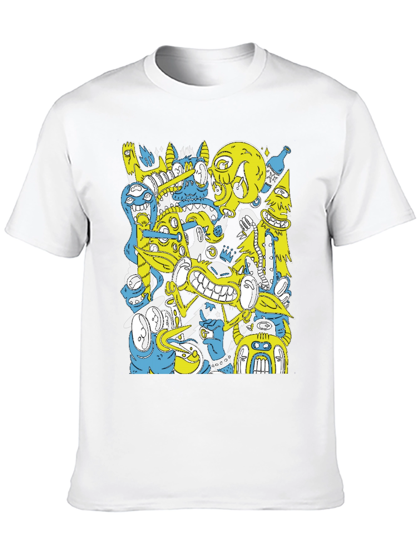 Black Abstract Cartoon Graphic Print Black T-Shirt view 10