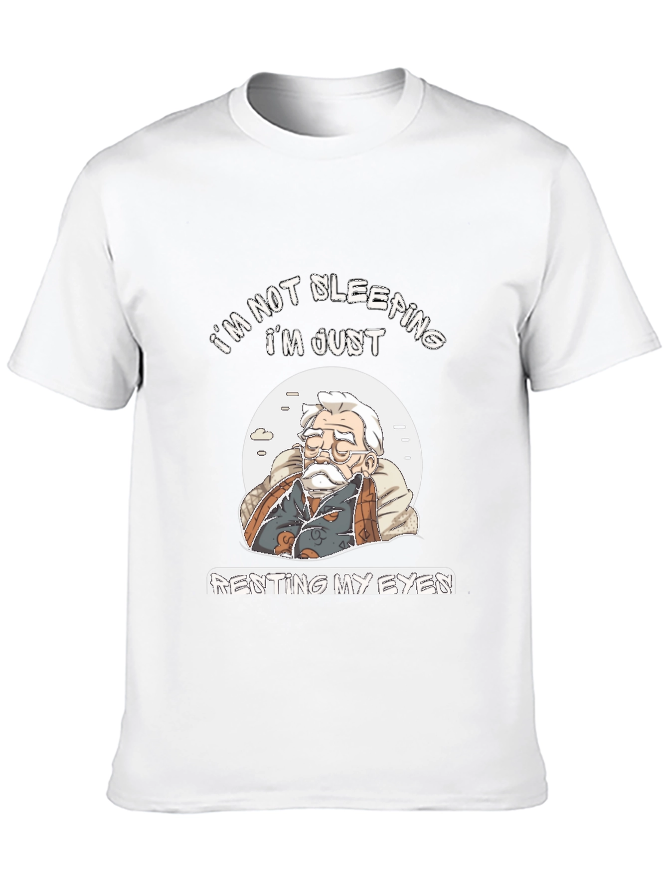 Black Funny "I'm Not Sleeping" Graphic T-Shirt view 10