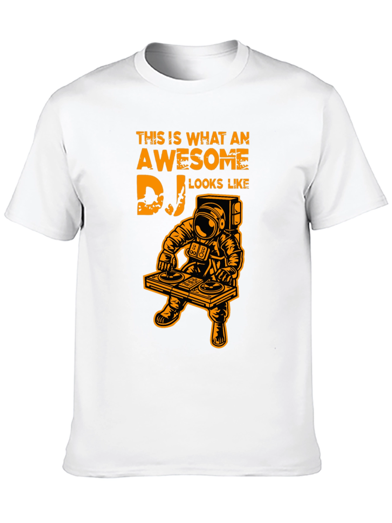 Black Awesome DJ Astronaut Graphic Tee - Black Cotton T-Shirt view 10