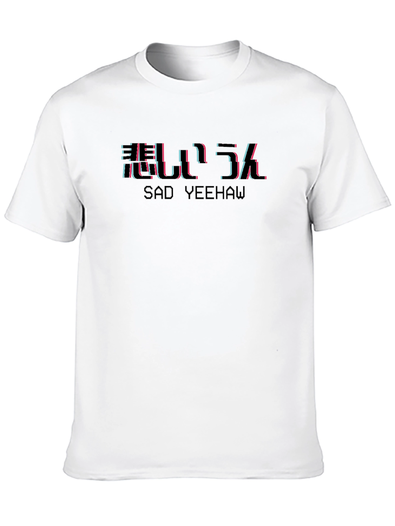 Black Sad Yeehaw T-Shirt - Trendy Glitch Style view 10