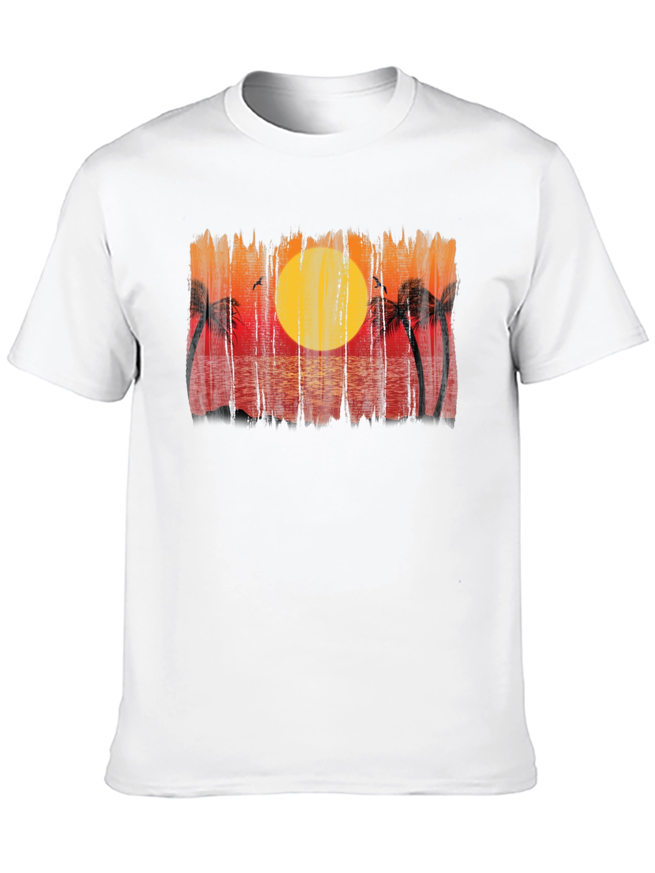 Black Sunset Palm Tree Graphic Black T-Shirt view 10