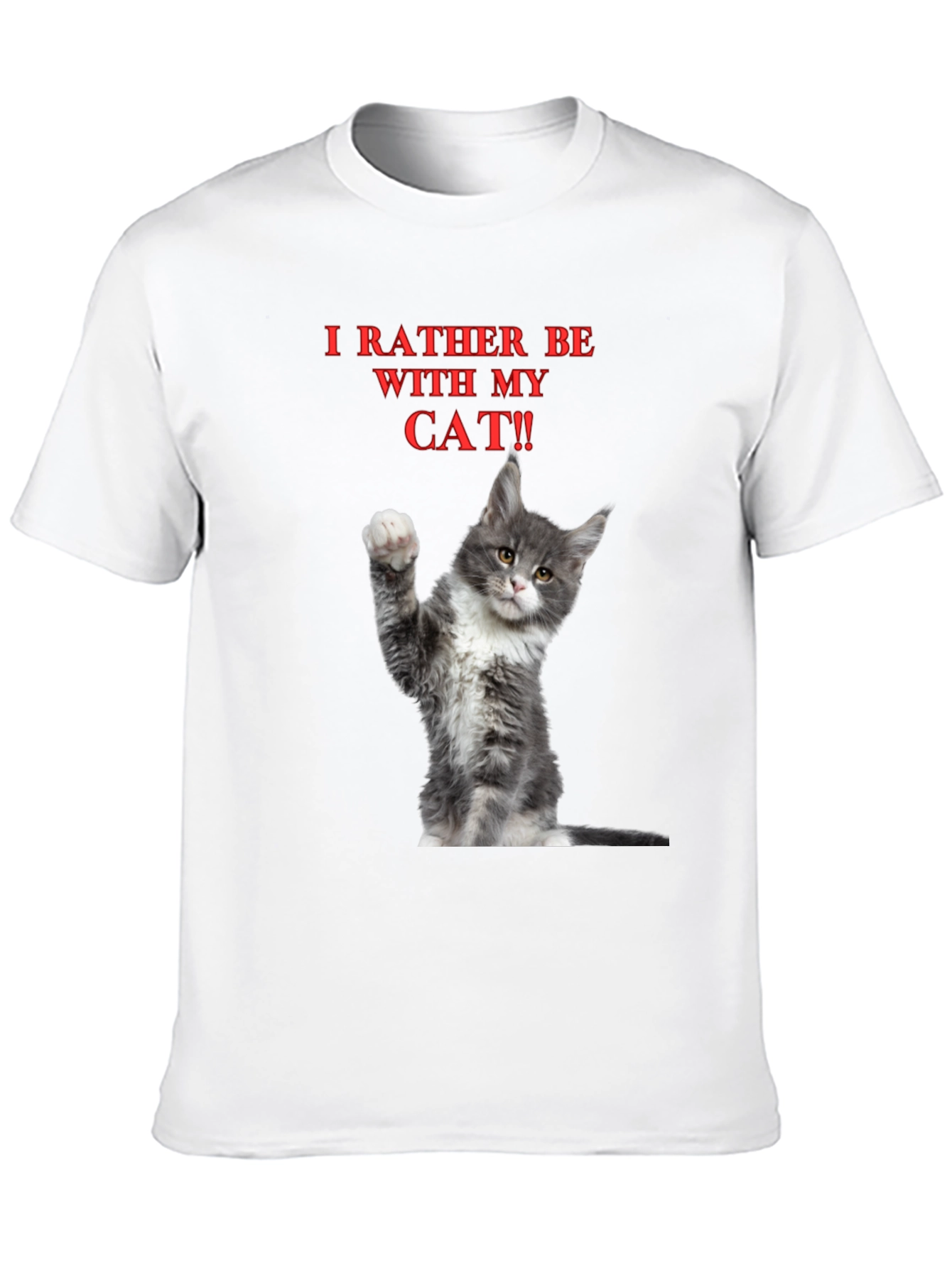 Black Funny "I'd Rather Be With My Cat" Graphic Tee view 10
