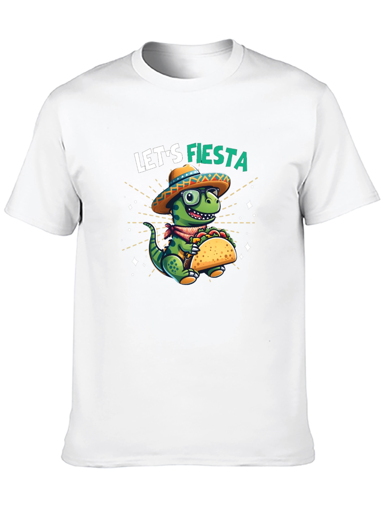 Black Let's Fiesta Dinosaur Taco T-Shirt view 10