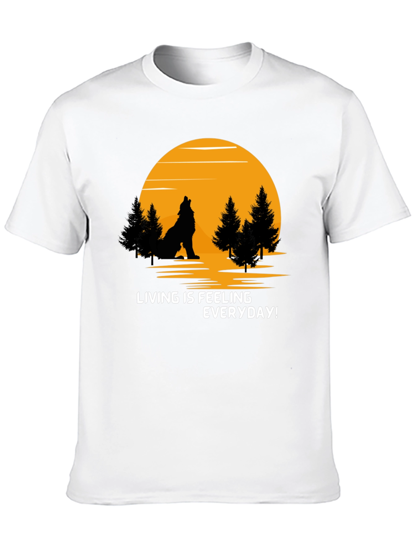 Black Wolf Howling at Moon Graphic T-Shirt view 10