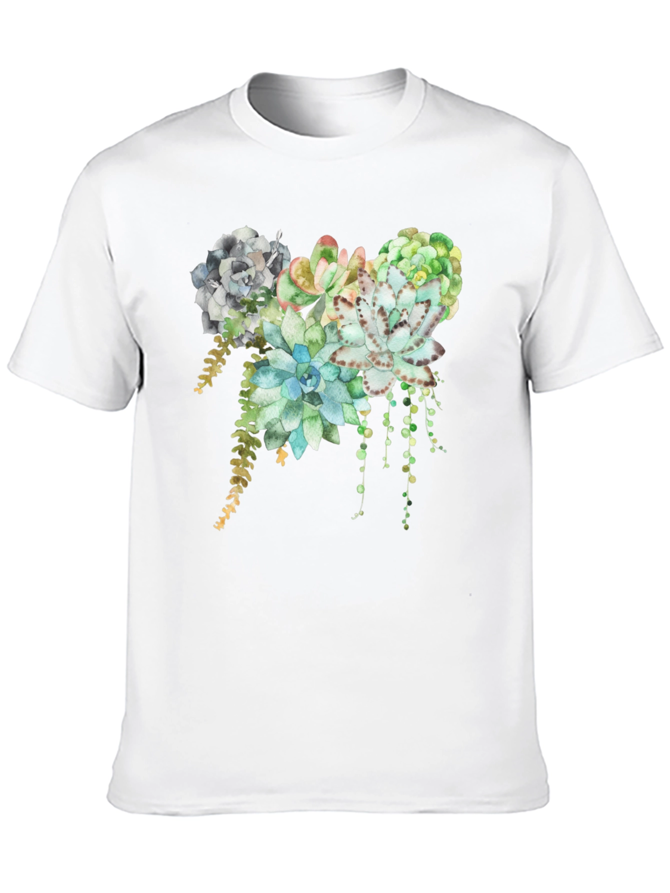 Black Succulent Print T-Shirt - Stylish Botanical Design view 10
