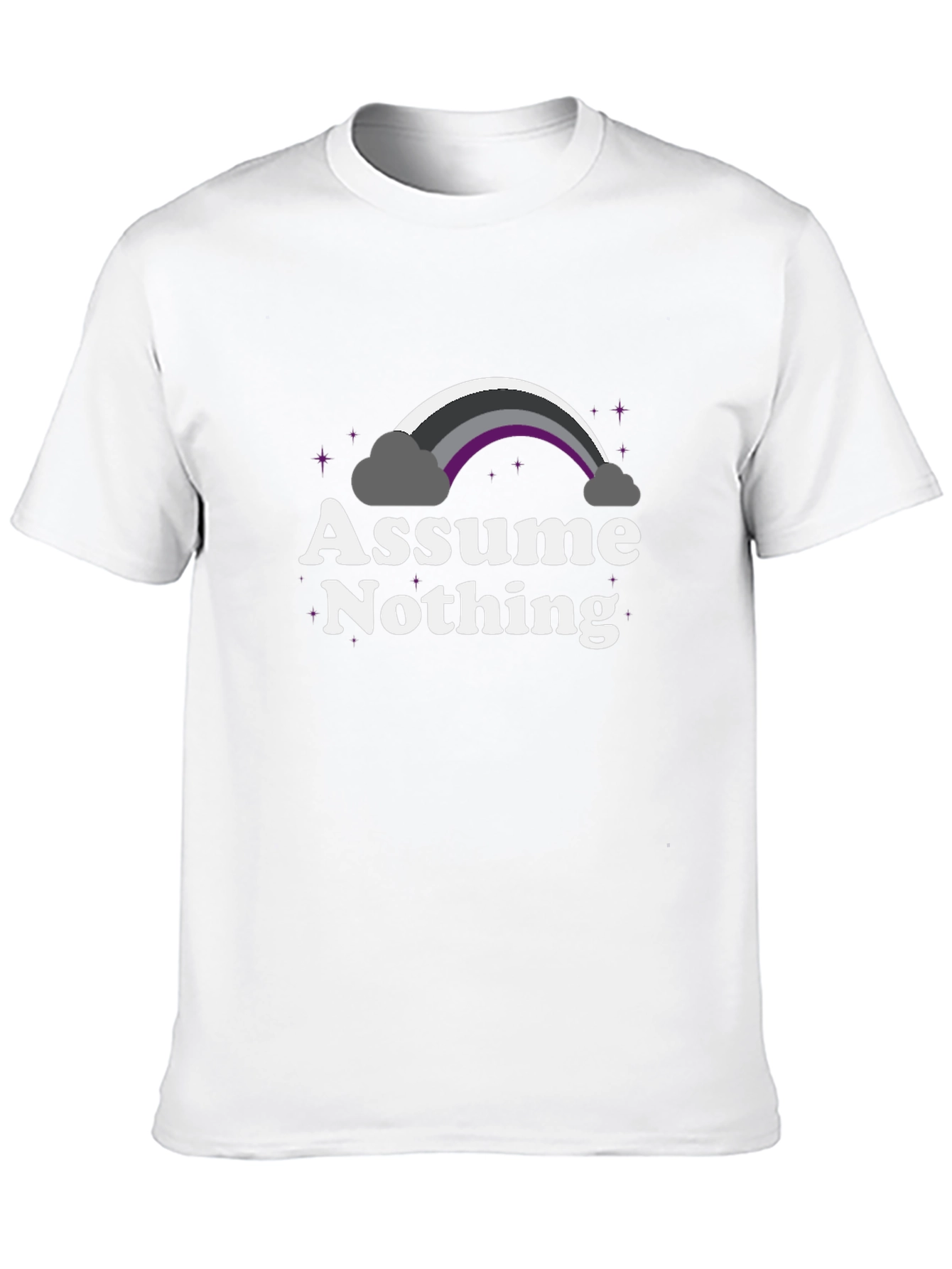 Black Assume Nothing Asexual Pride Rainbow Graphic Tee view 10