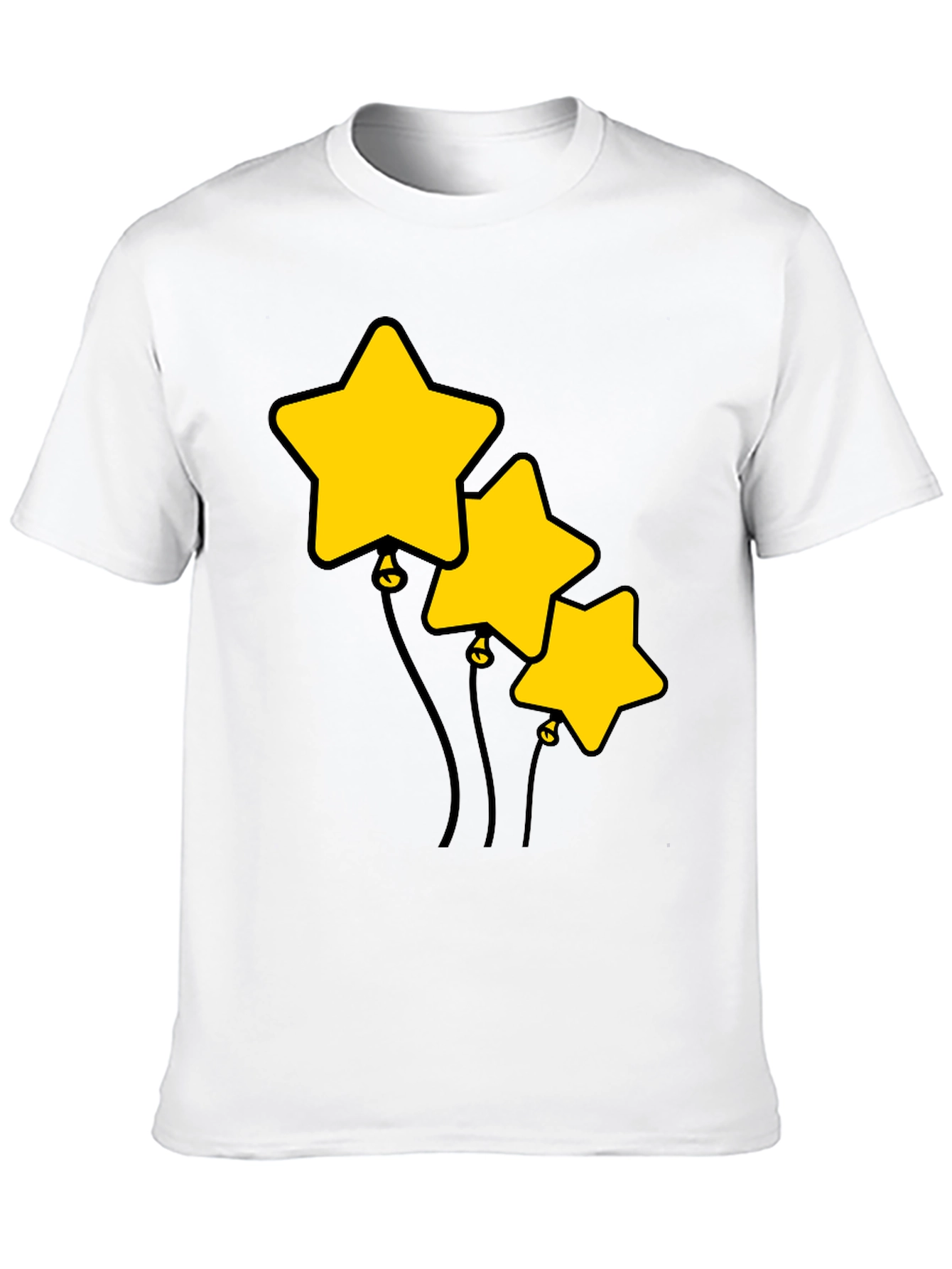 Black Star Balloons Graphic Tee - Black Cotton T-Shirt view 10
