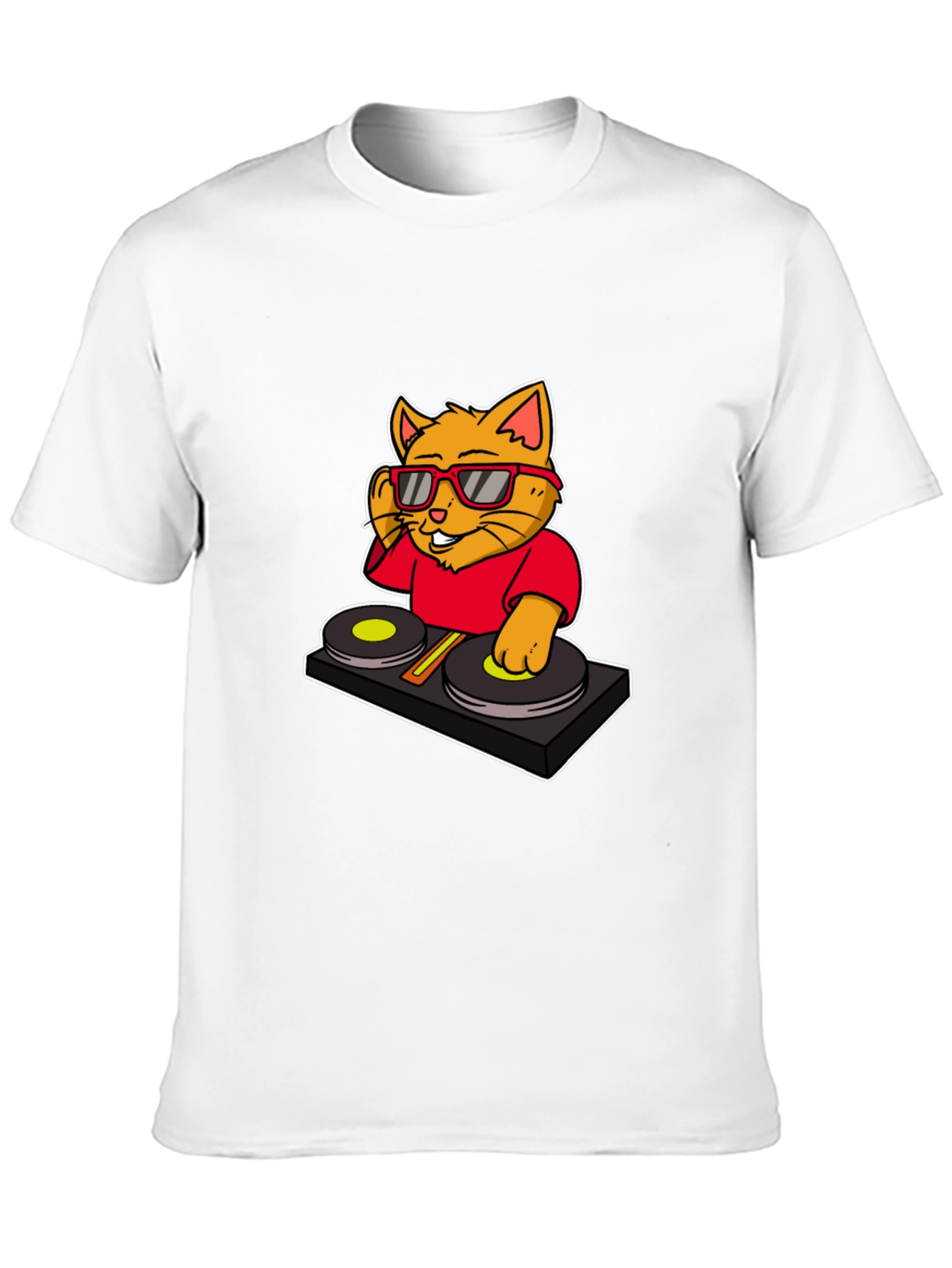Black DJ Cat Graphic T-Shirt - Cool Music Lover Tee view 10