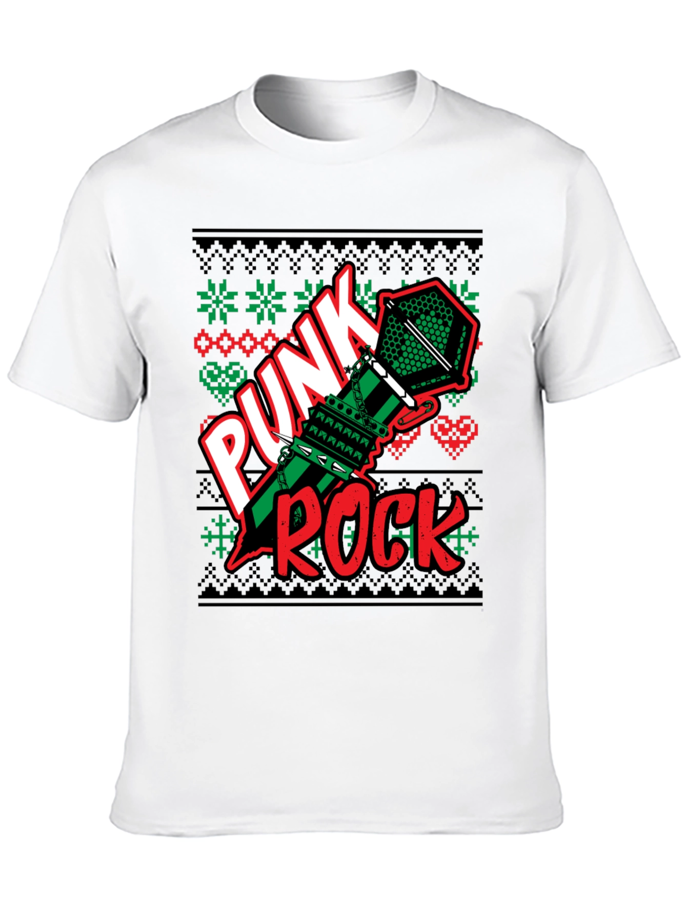 Black Punk Rock Ugly Christmas Sweater T-Shirt view 10