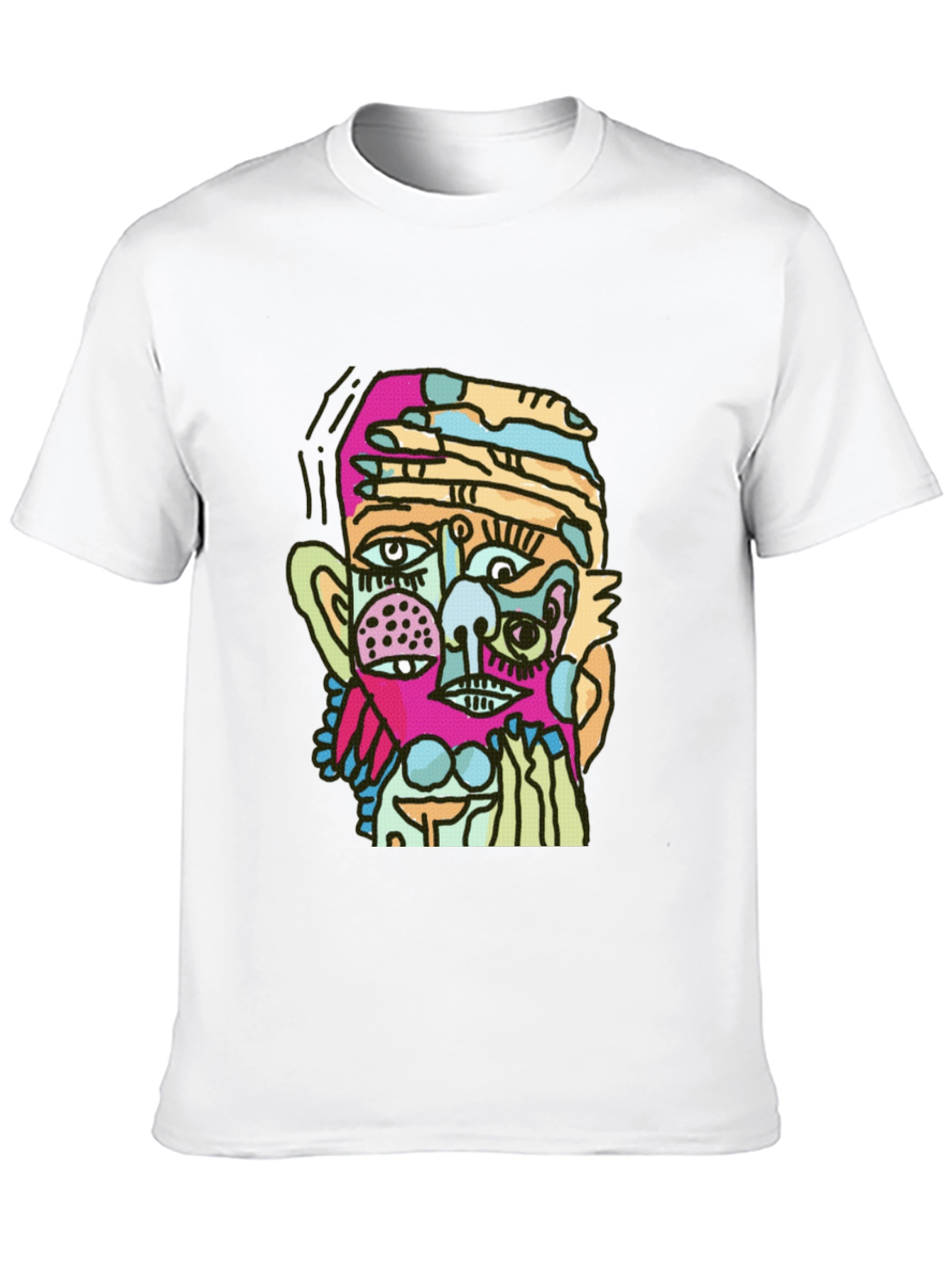 Black Abstract Face Graphic Black T-Shirt view 10