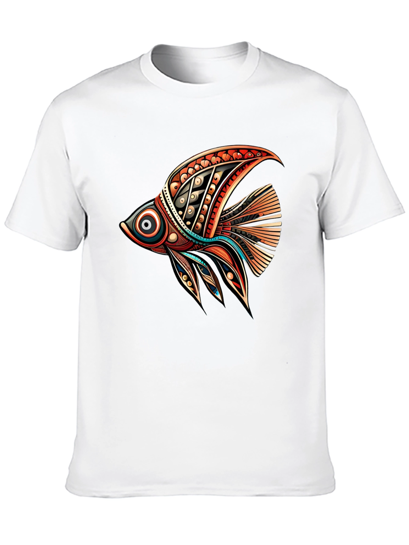 Black Tribal Fish Graphic Tee - Stylish Black T-Shirt view 10
