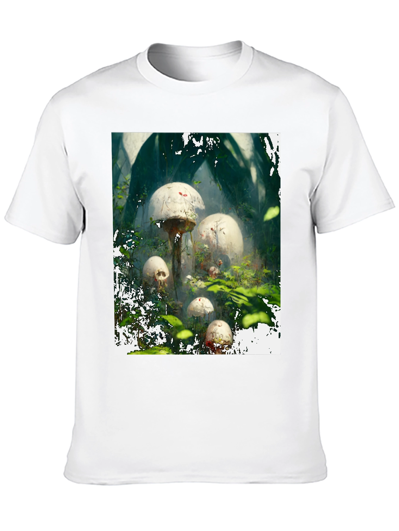 Black Mushroom Skull Forest Tee view 10