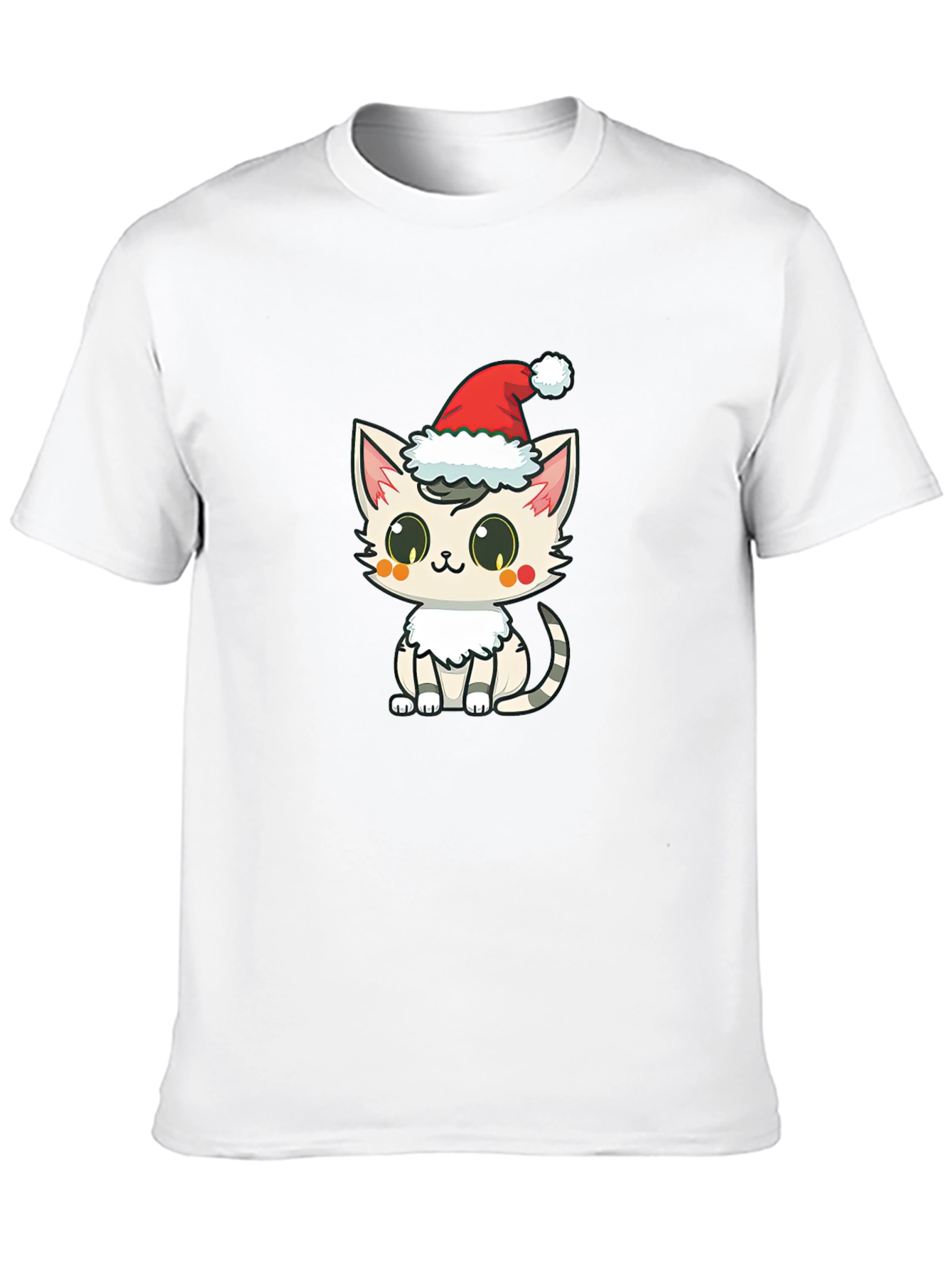 Black Cute Cat in Santa Hat Graphic T-Shirt view 10