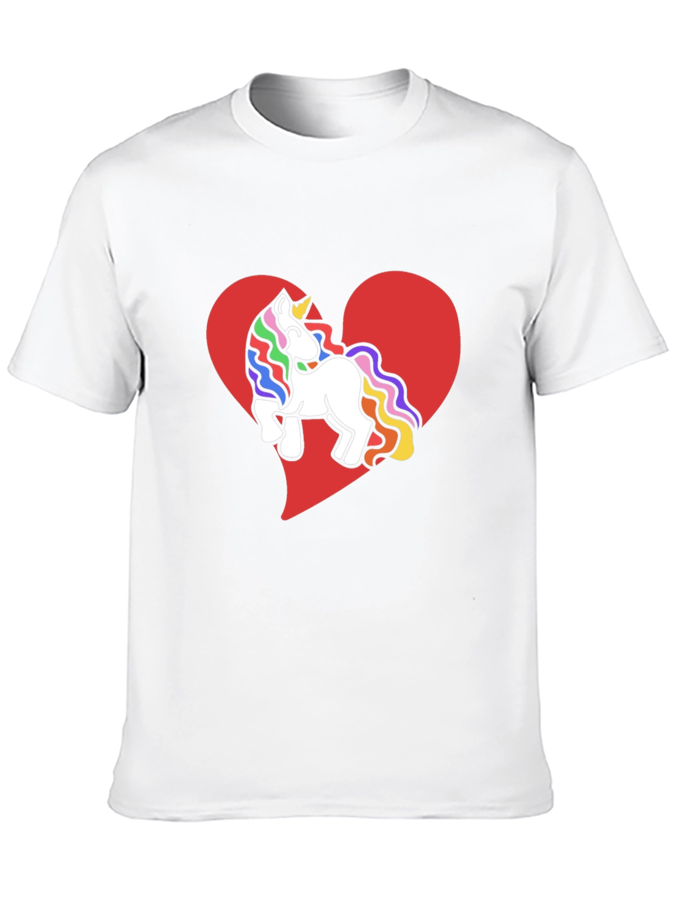 Black Unicorn Heart Tee - Rainbow Mane Graphic T-Shirt view 10
