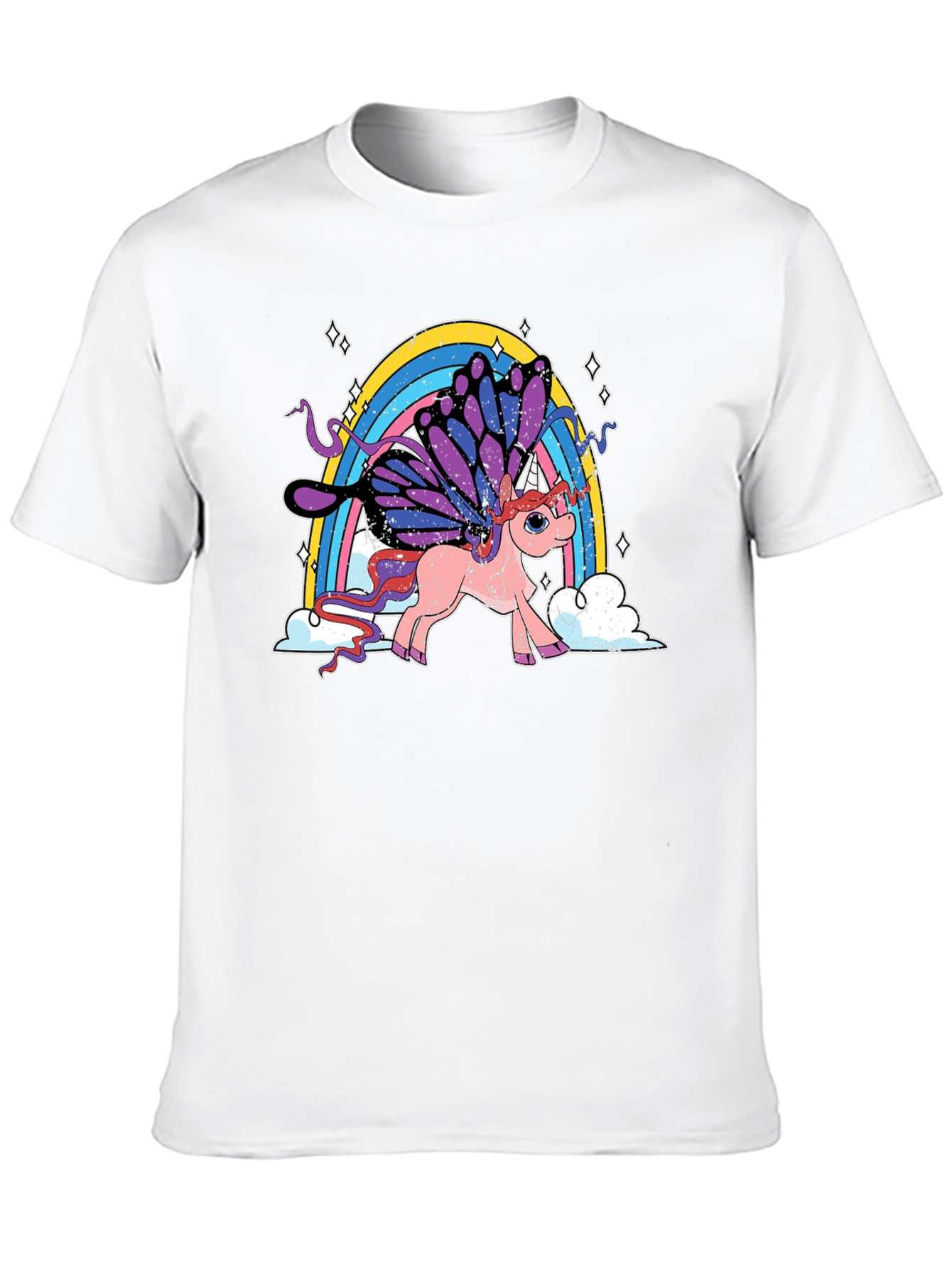 Black Unicorn Rainbow T-Shirt - Magical Butterfly Wings view 10