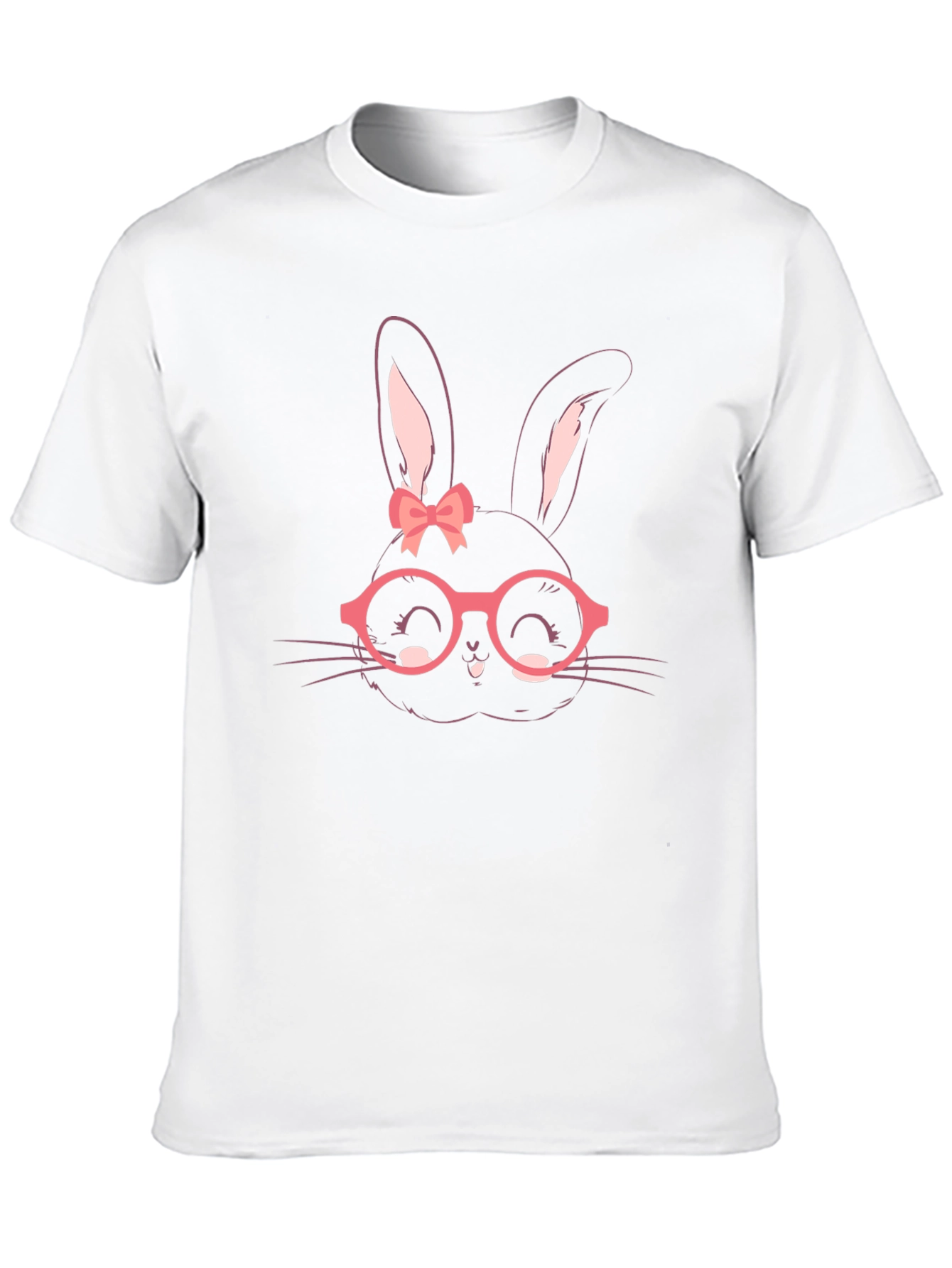 Black Cute Bunny with Glasses Graphic Tee view 10