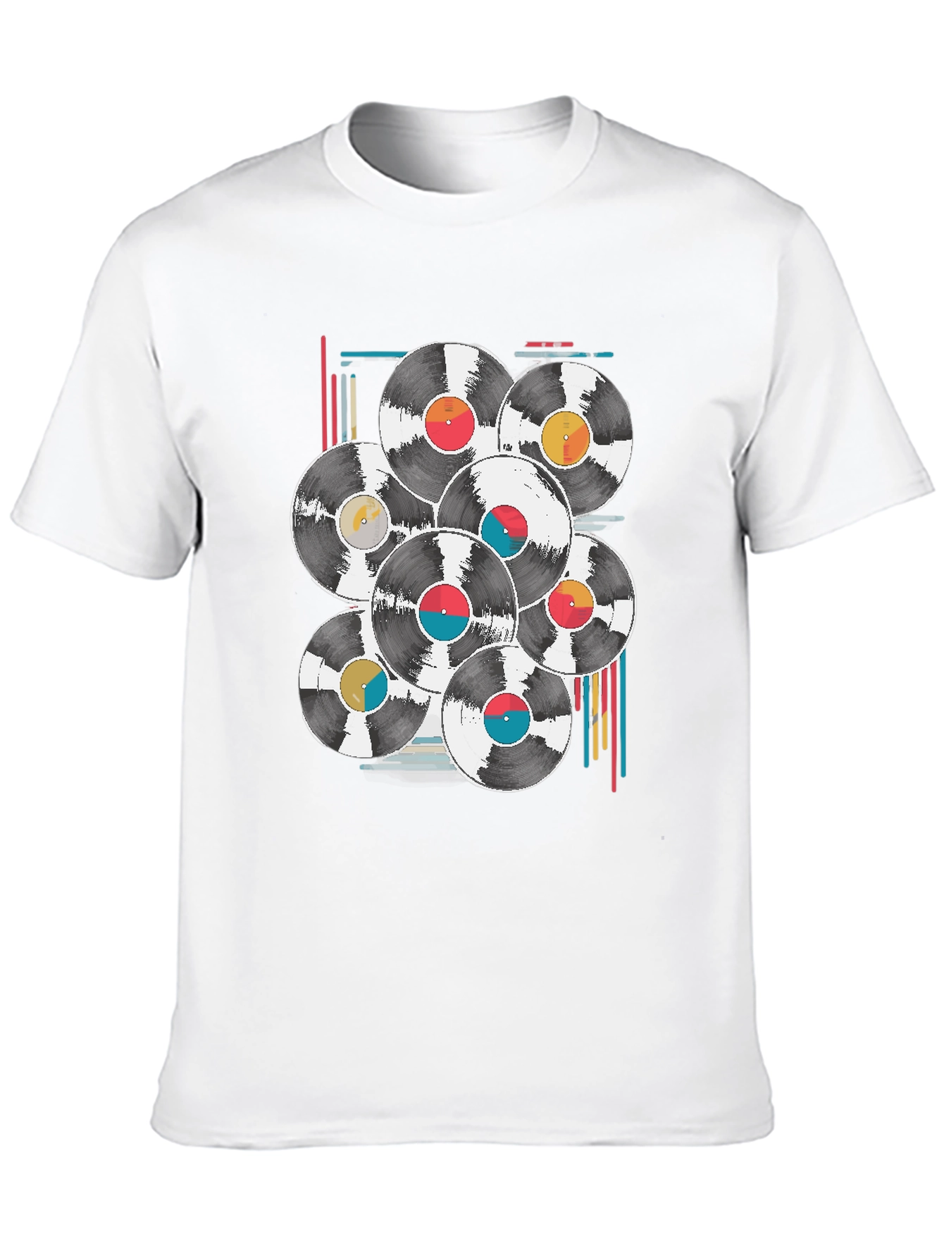 Black Retro Vinyl Record Graphic Tee - Black Cotton Blend T-Shirt view 10