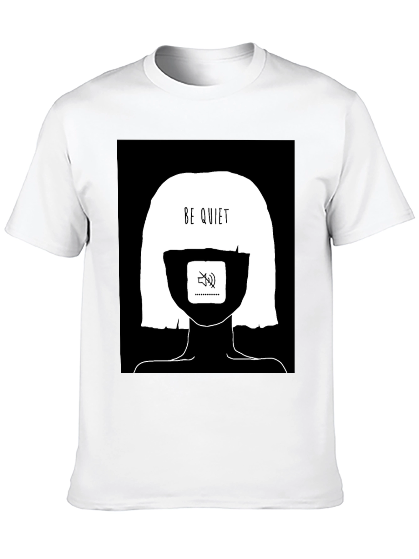 Black Be Quiet Graphic Tee - Black Cotton Unisex view 10